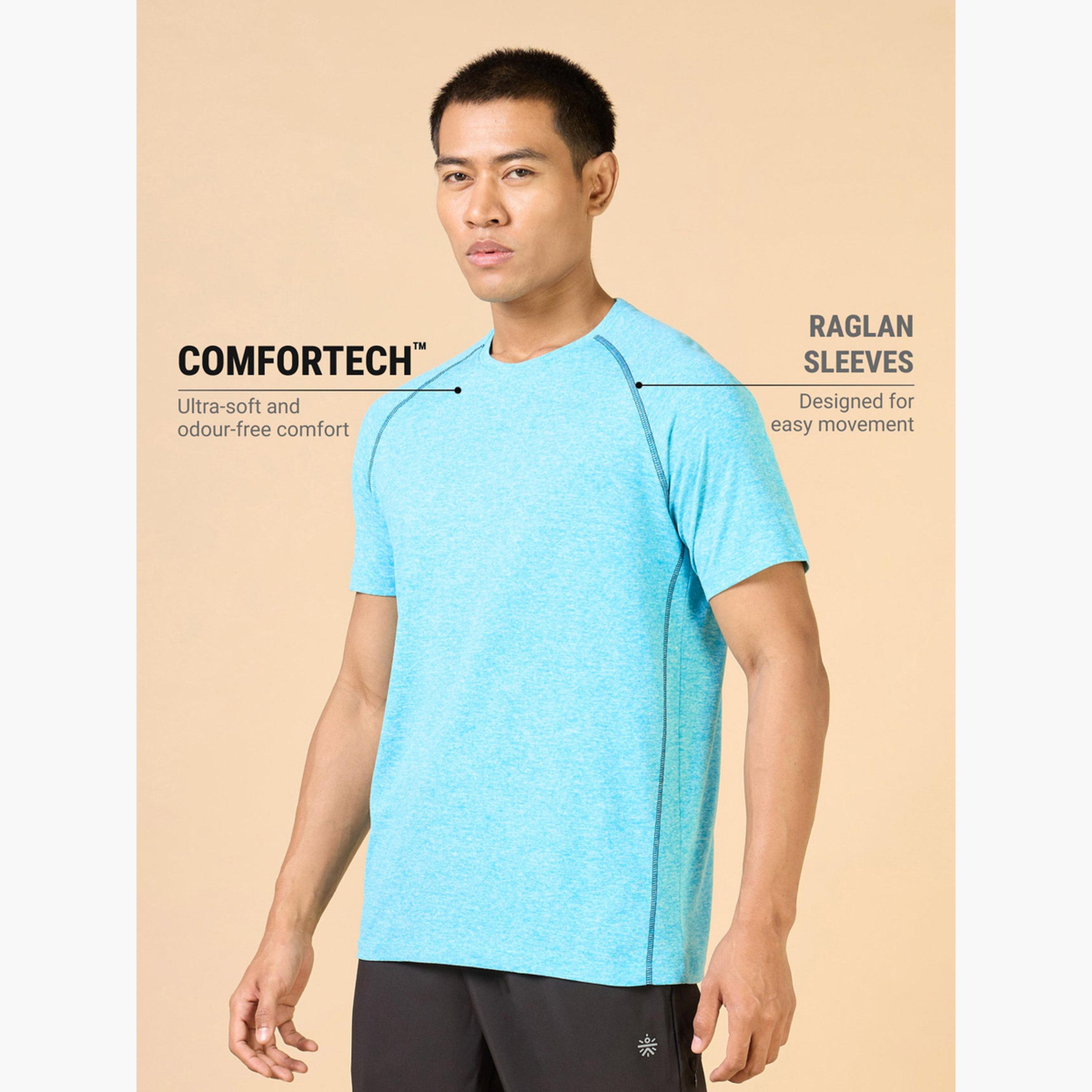 Cult X Styli Men Blue Plain Sculpted COMFORTech T-Shirt-men-clothing-tshirtsandpolos-tshirts-image-6