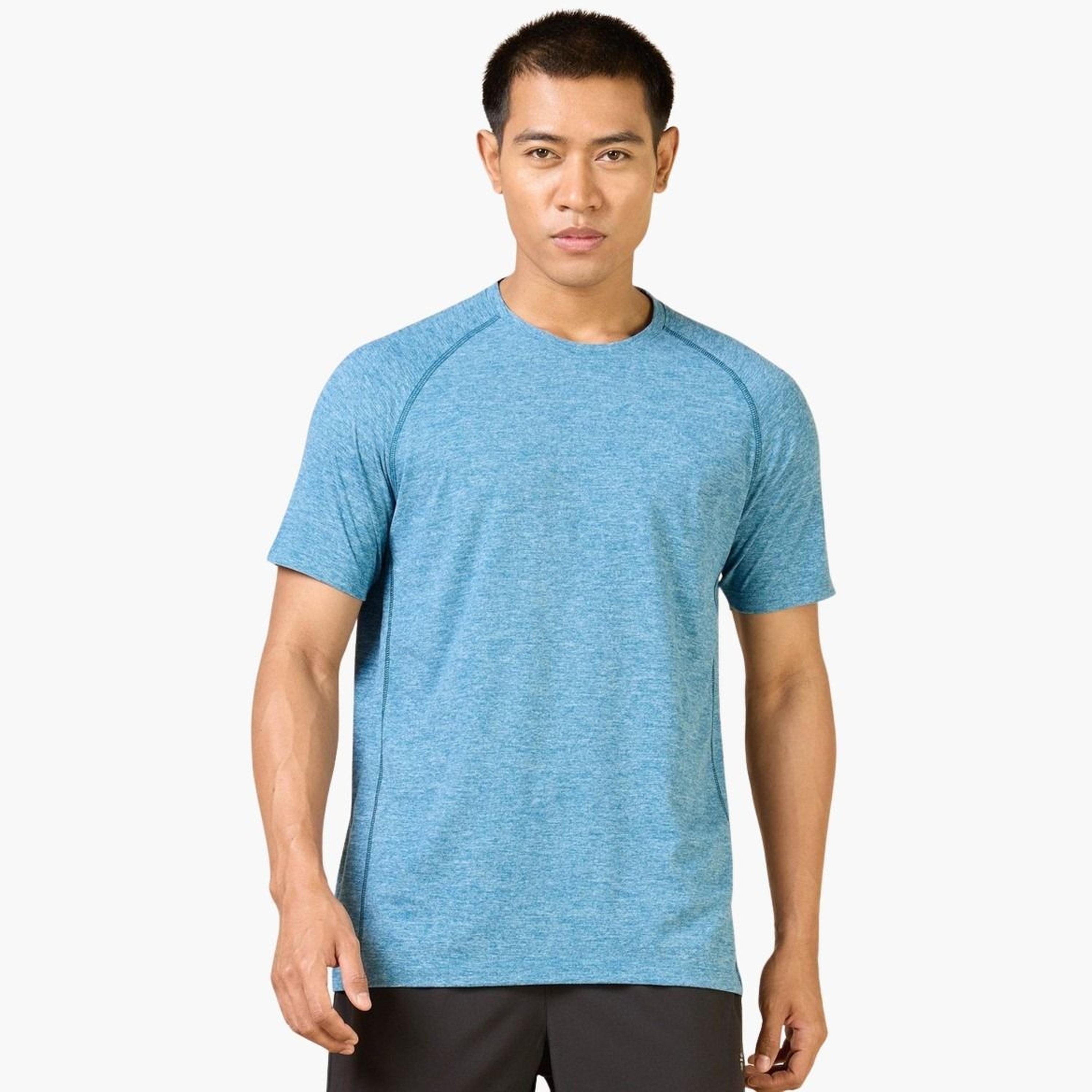 Cult X Styli Men Blue Plain Sculpted COMFORTech T-Shirt-men-clothing-tshirtsandpolos-tshirts-image-1