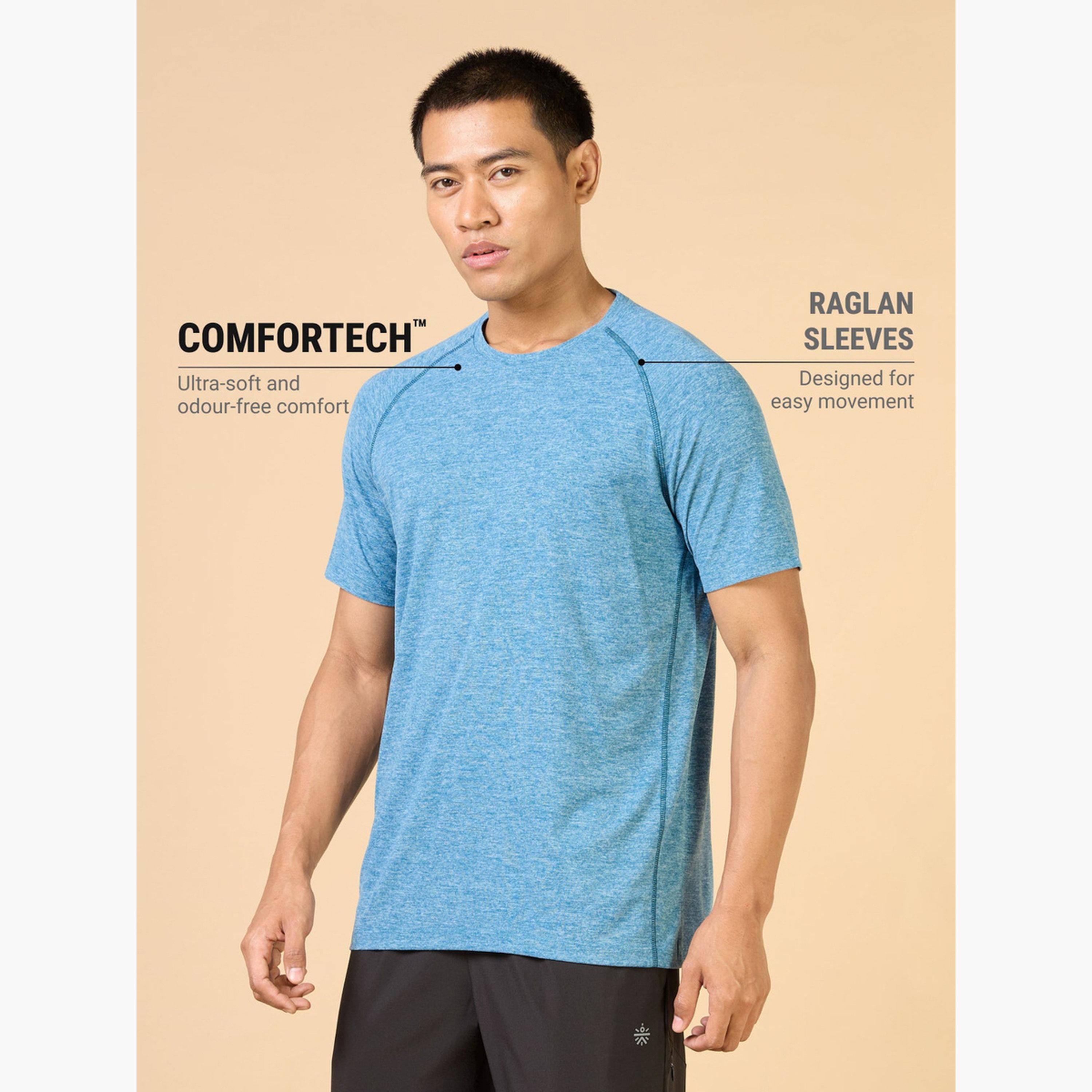 Cult X Styli Men Blue Plain Sculpted COMFORTech T-Shirt-men-clothing-tshirtsandpolos-tshirts-image-3
