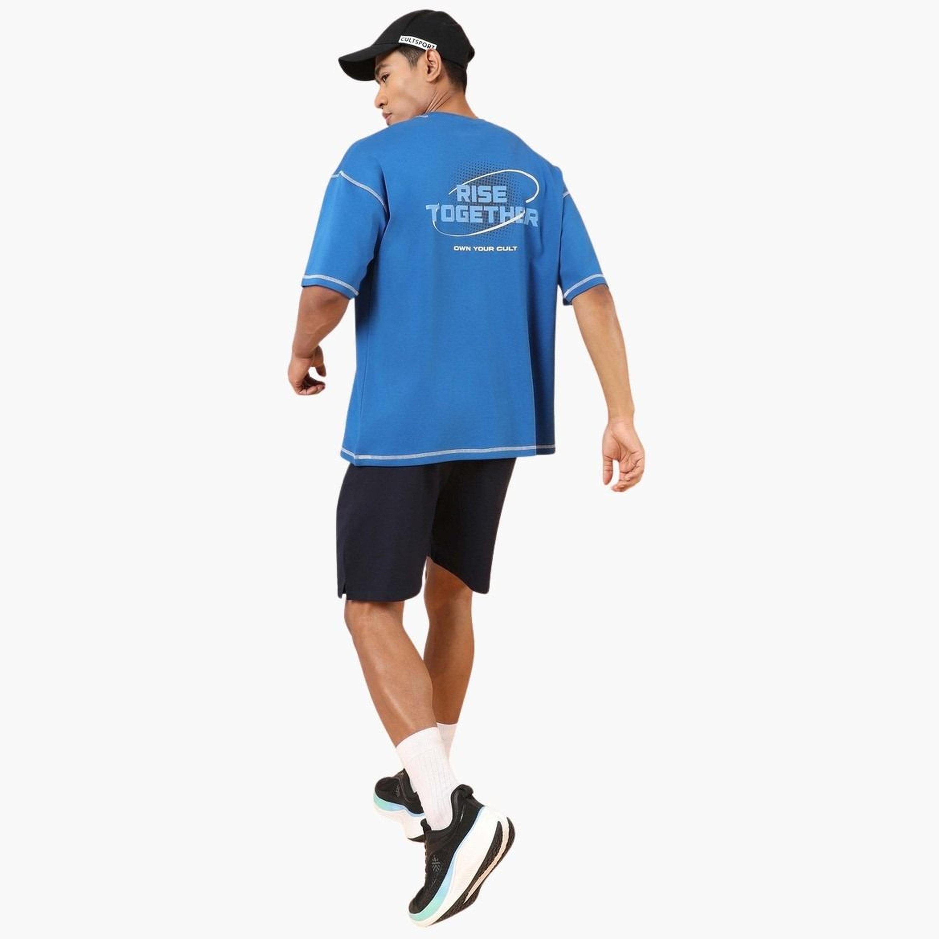 Cult X Styli Men Blue Rise Together Slogan Print Oversized T-Shirt-men-clothing-sportswearandactivewear-tshirtsandpolos-image-4