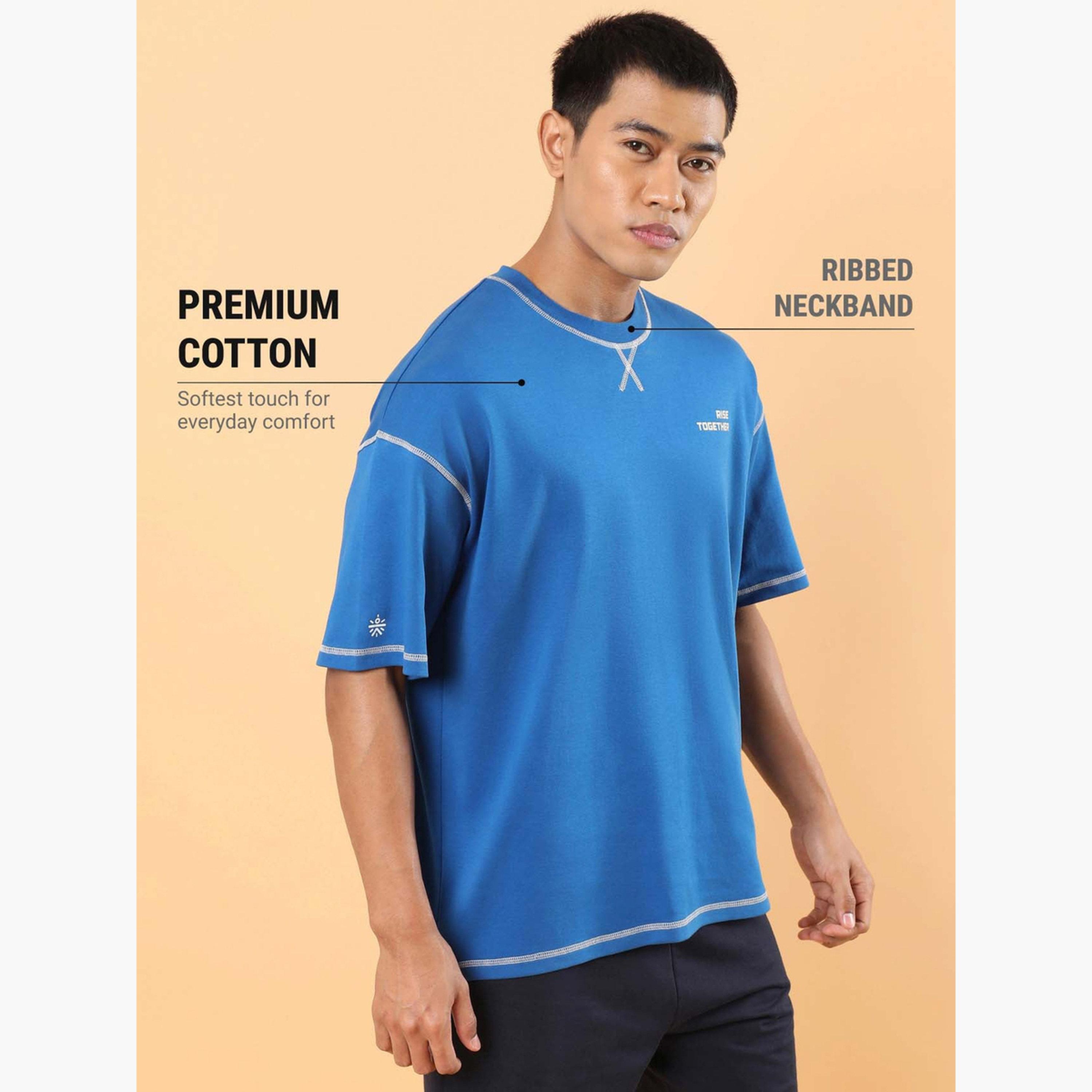 Cult X Styli Men Blue Rise Together Slogan Print Oversized T-Shirt-men-clothing-sportswearandactivewear-tshirtsandpolos-image-5