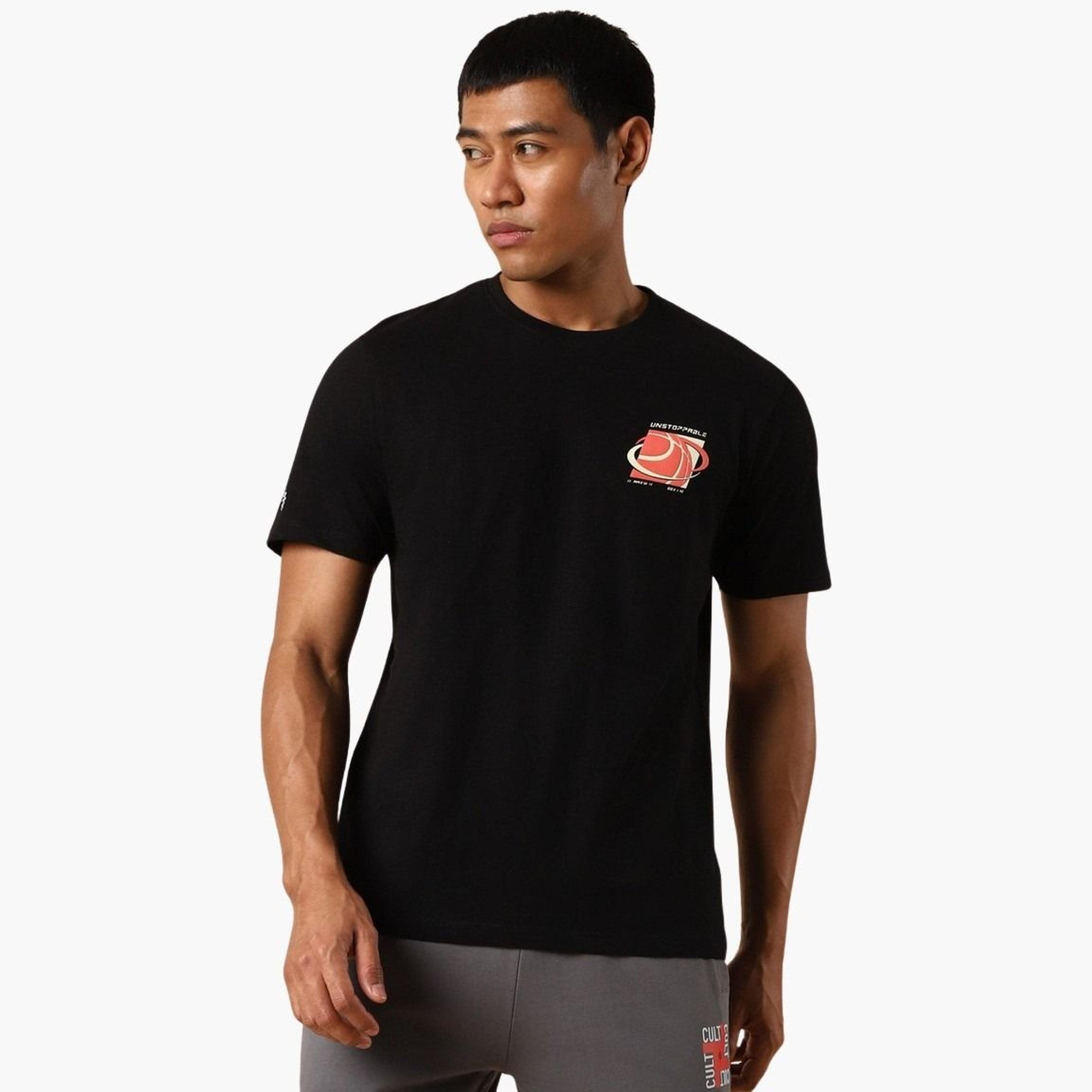 Cult X Styli Men Black Unstoppable Typo Print T-Shirt-men-clothing-tshirtsandpolos-tshirts-image-1