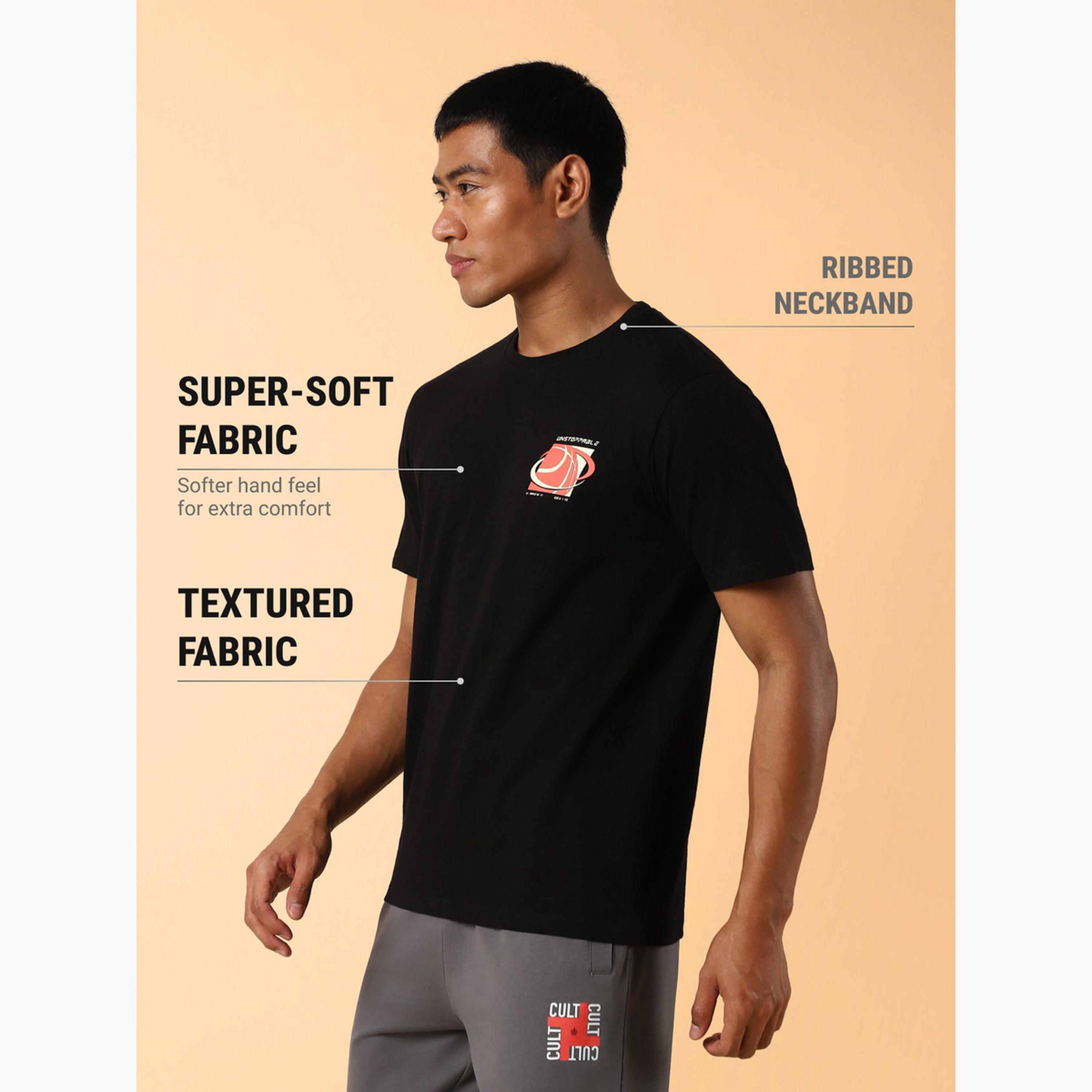 Cult X Styli Men Black Unstoppable Typo Print T-Shirt-men-clothing-tshirtsandpolos-tshirts-image-5