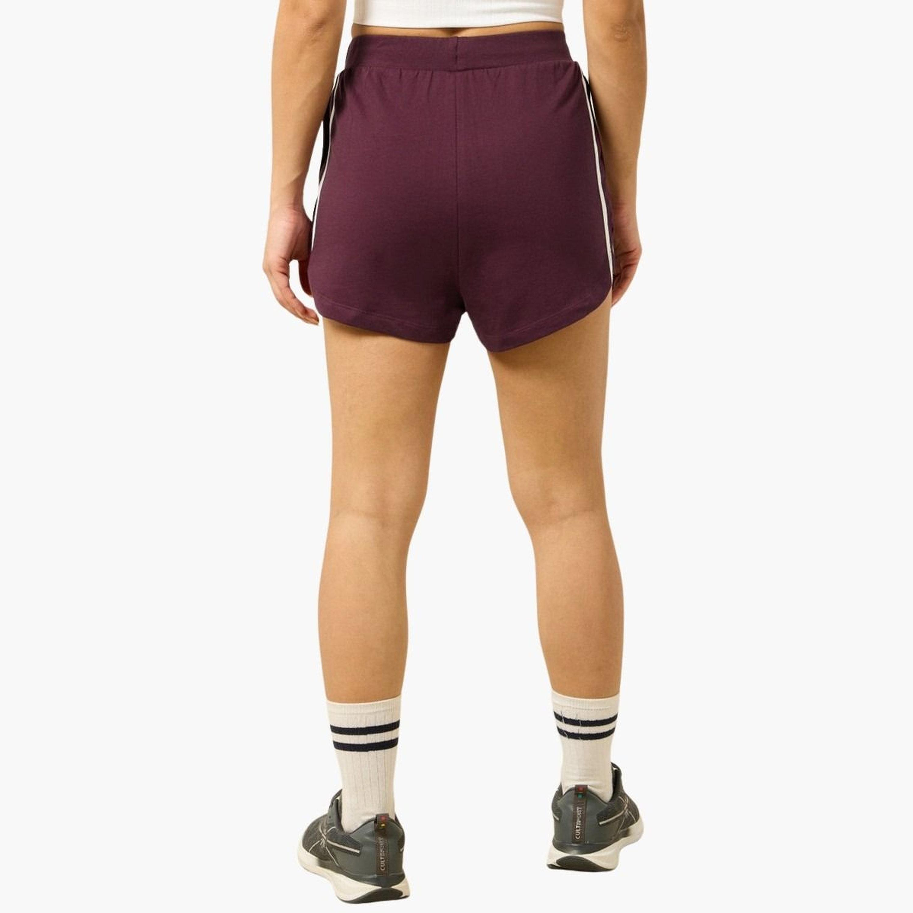 Cult X Styli Women Maroon Striped Sports Shorts-women-clothing-bottoms-shorts-image-6