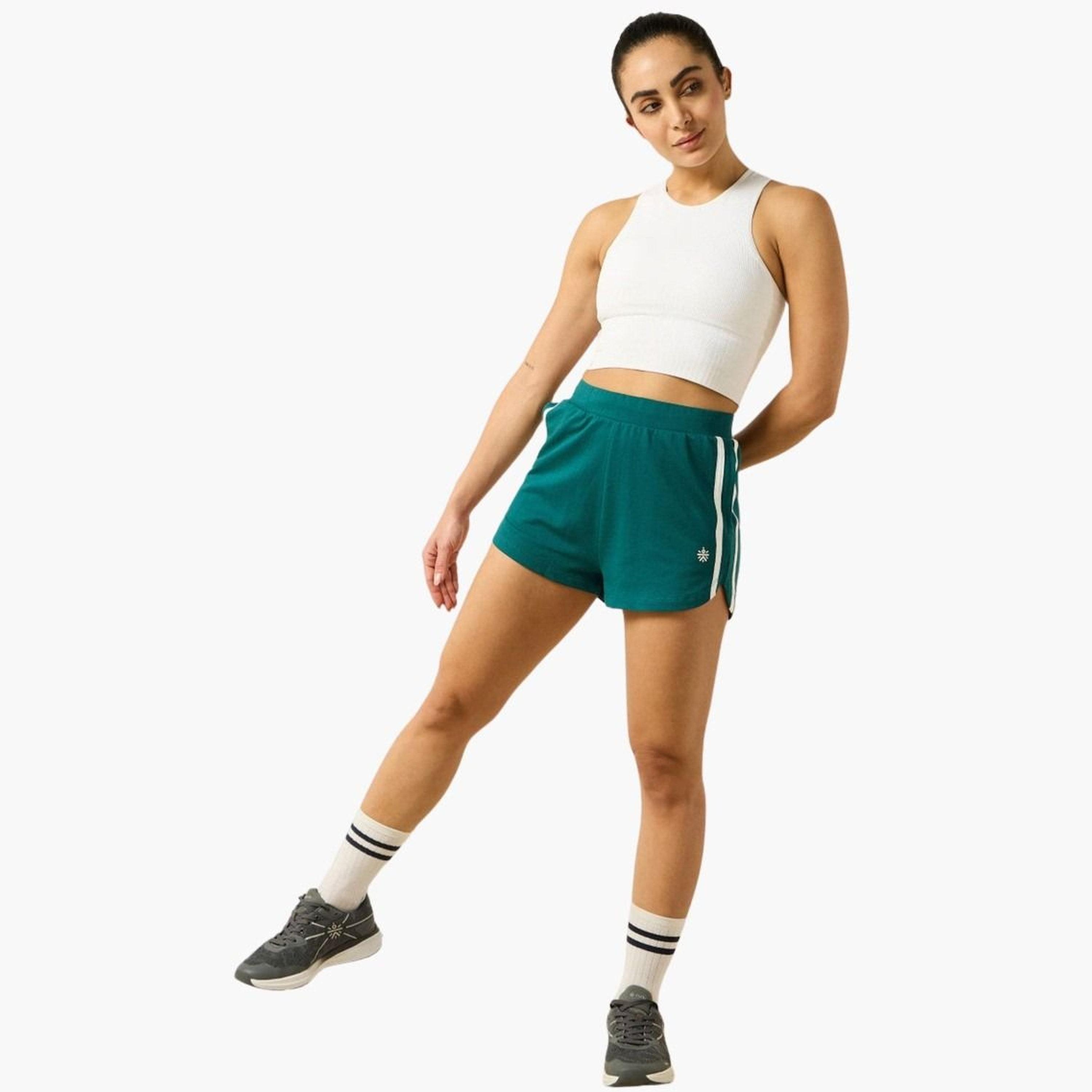 كولت × ستايلي - شورت رياضي مخطط لون أزرق مخضر للنساء-women-clothing-bottoms-shorts-image-3