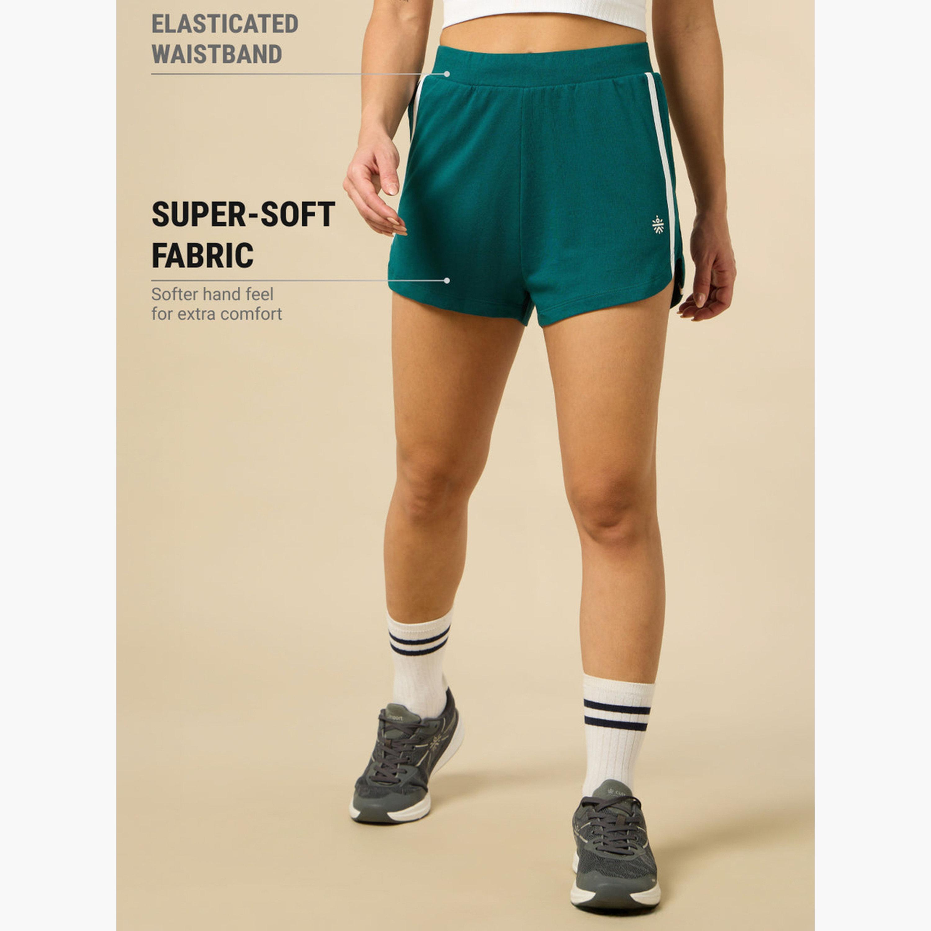 كولت × ستايلي - شورت رياضي مخطط لون أزرق مخضر للنساء-women-clothing-bottoms-shorts-image-4