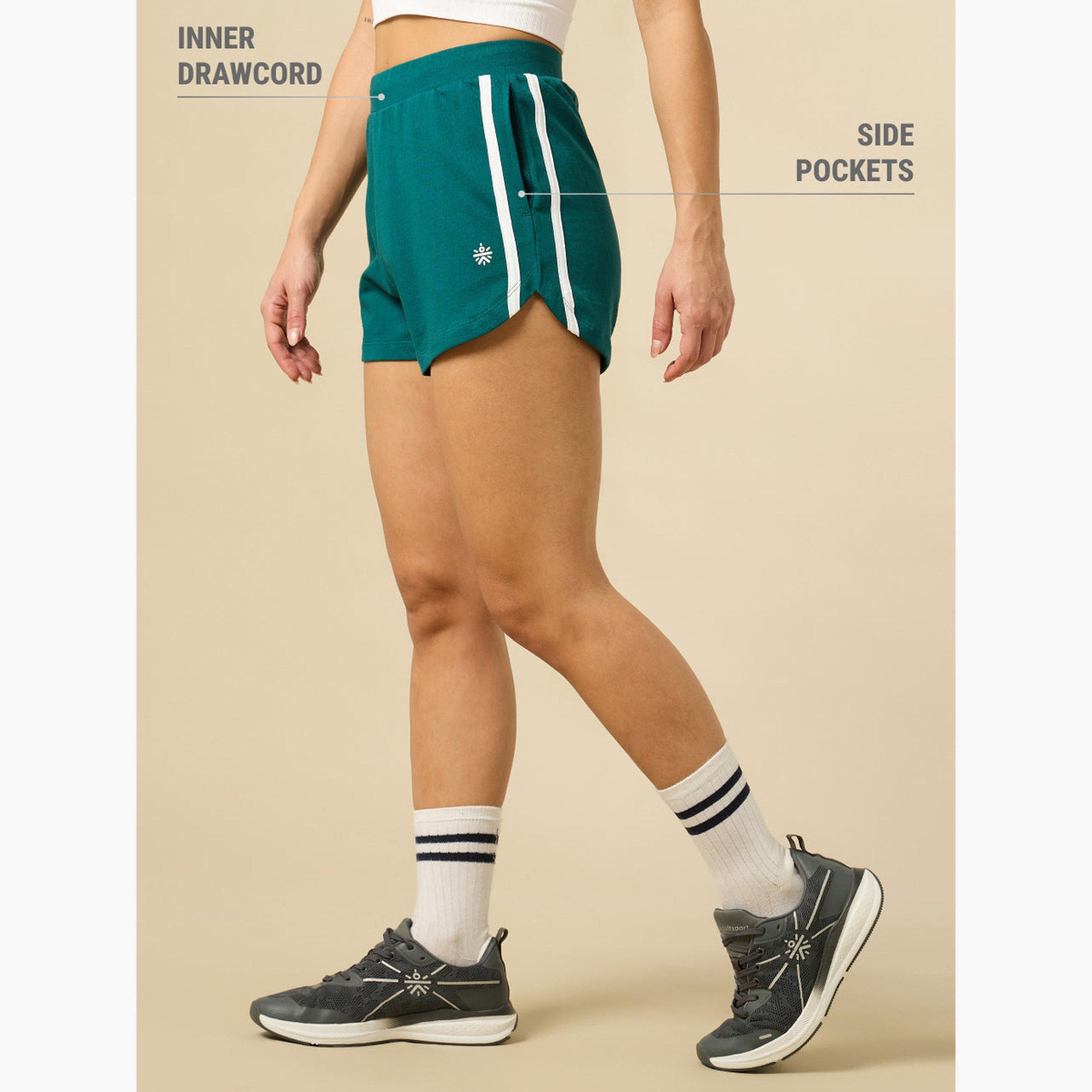 كولت × ستايلي - شورت رياضي مخطط لون أزرق مخضر للنساء-women-clothing-bottoms-shorts-image-5