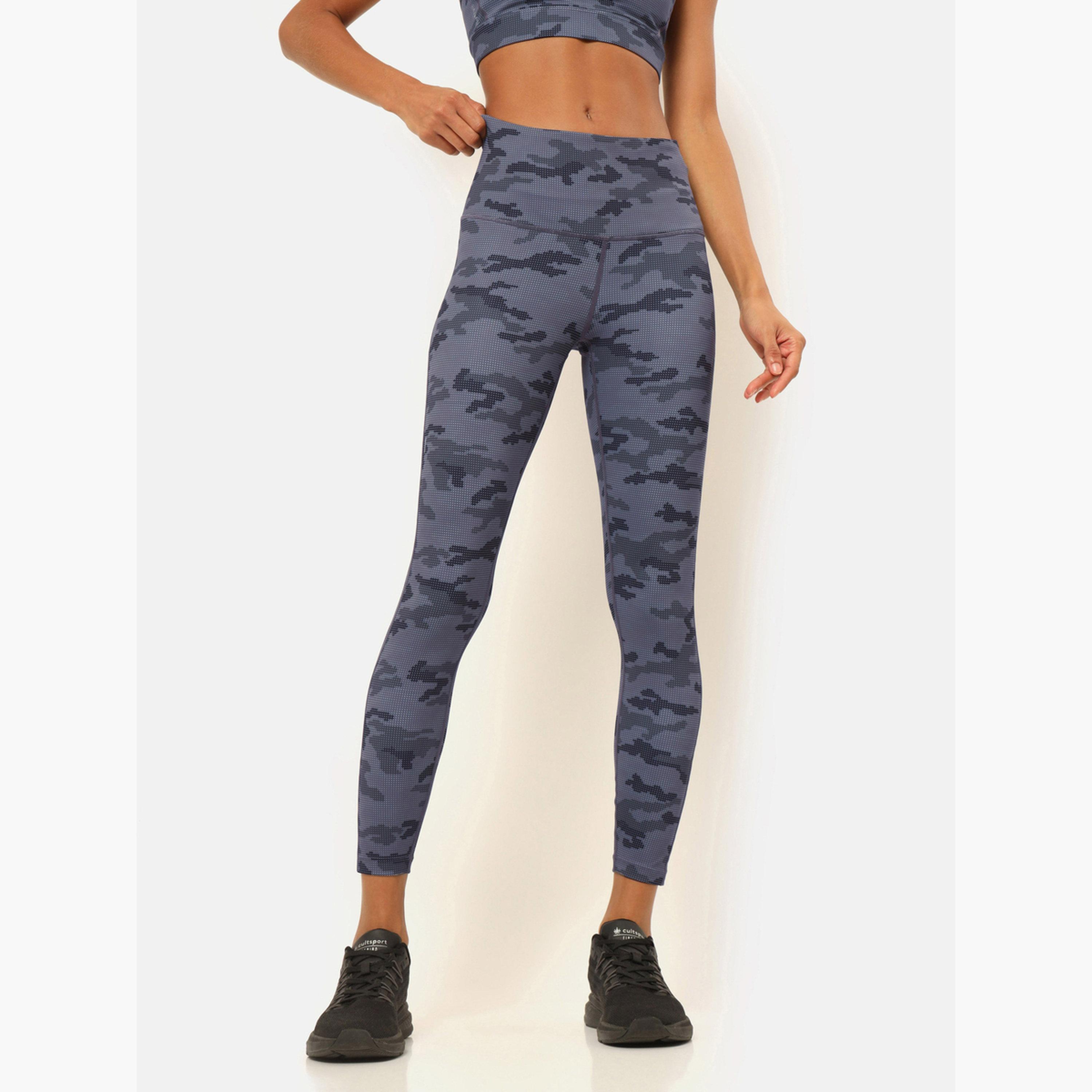 كولت × ستايلي - بنطال ضيق نقشة مموهة رمادية للنساء-women-clothing-bottoms-leggings-image-1