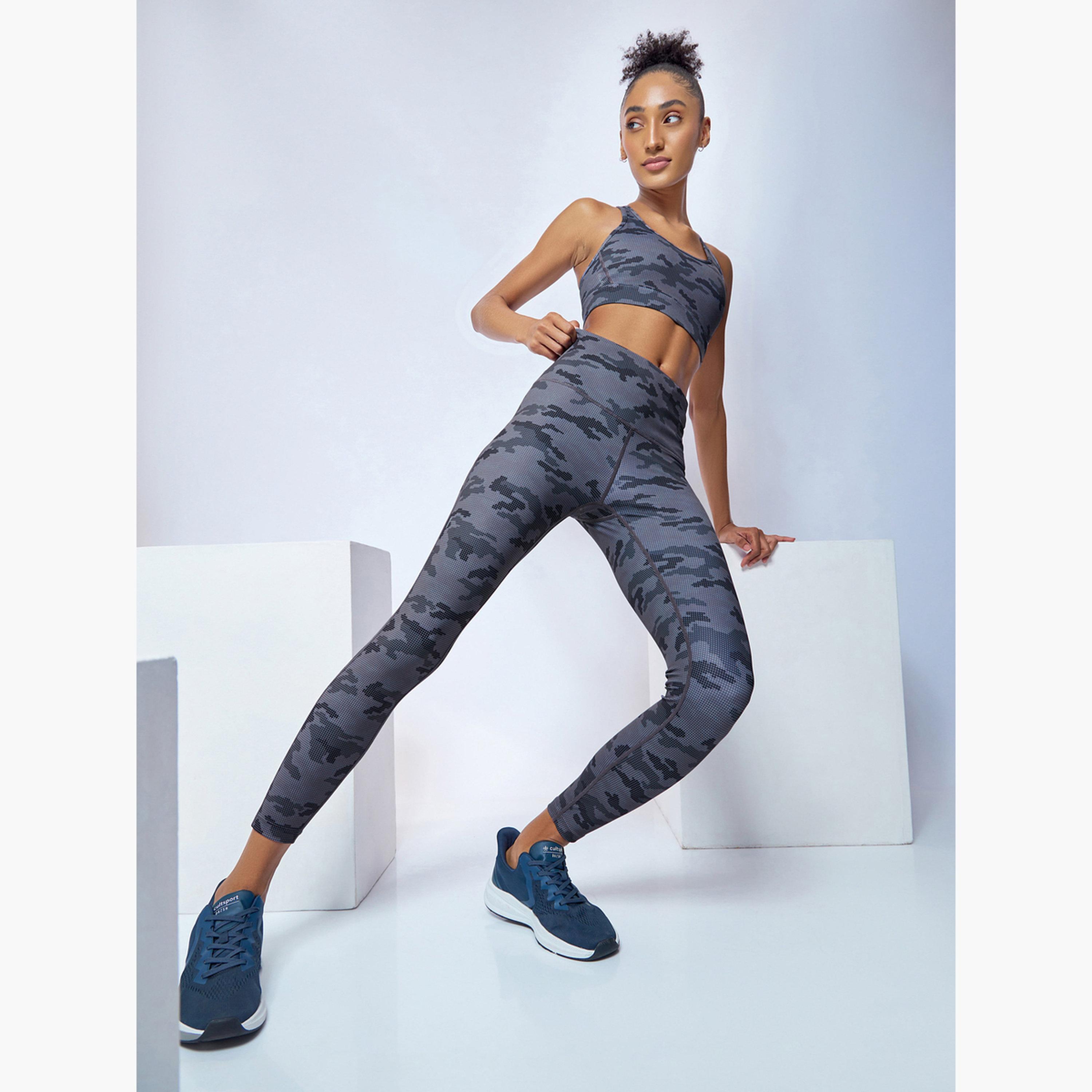 كولت × ستايلي - بنطال ضيق نقشة مموهة رمادية للنساء-women-clothing-bottoms-leggings-image-2