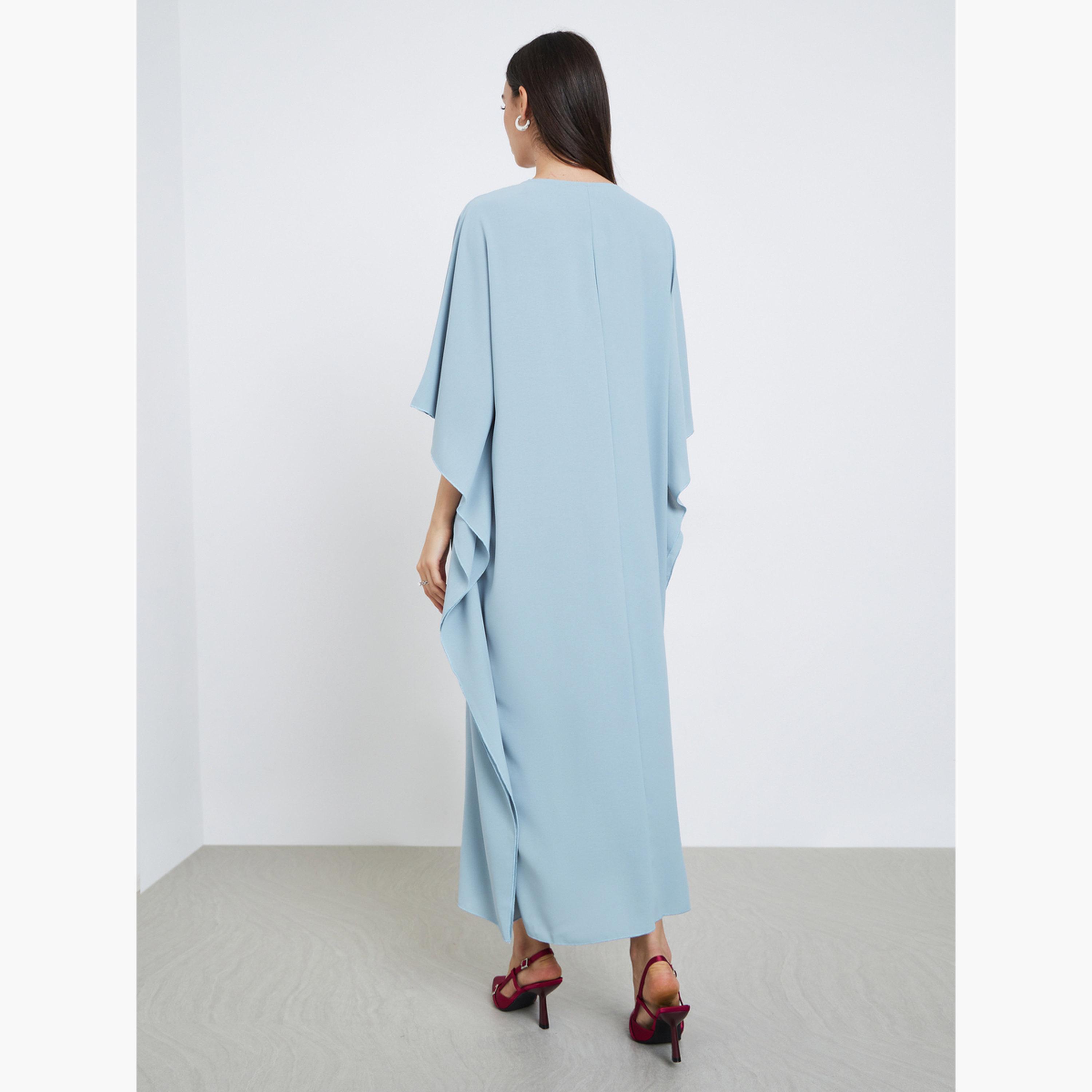 تيك تو - قفطان أزرق مطرز بتفاصيل-women-arabicclothing-kaftan-image-3
