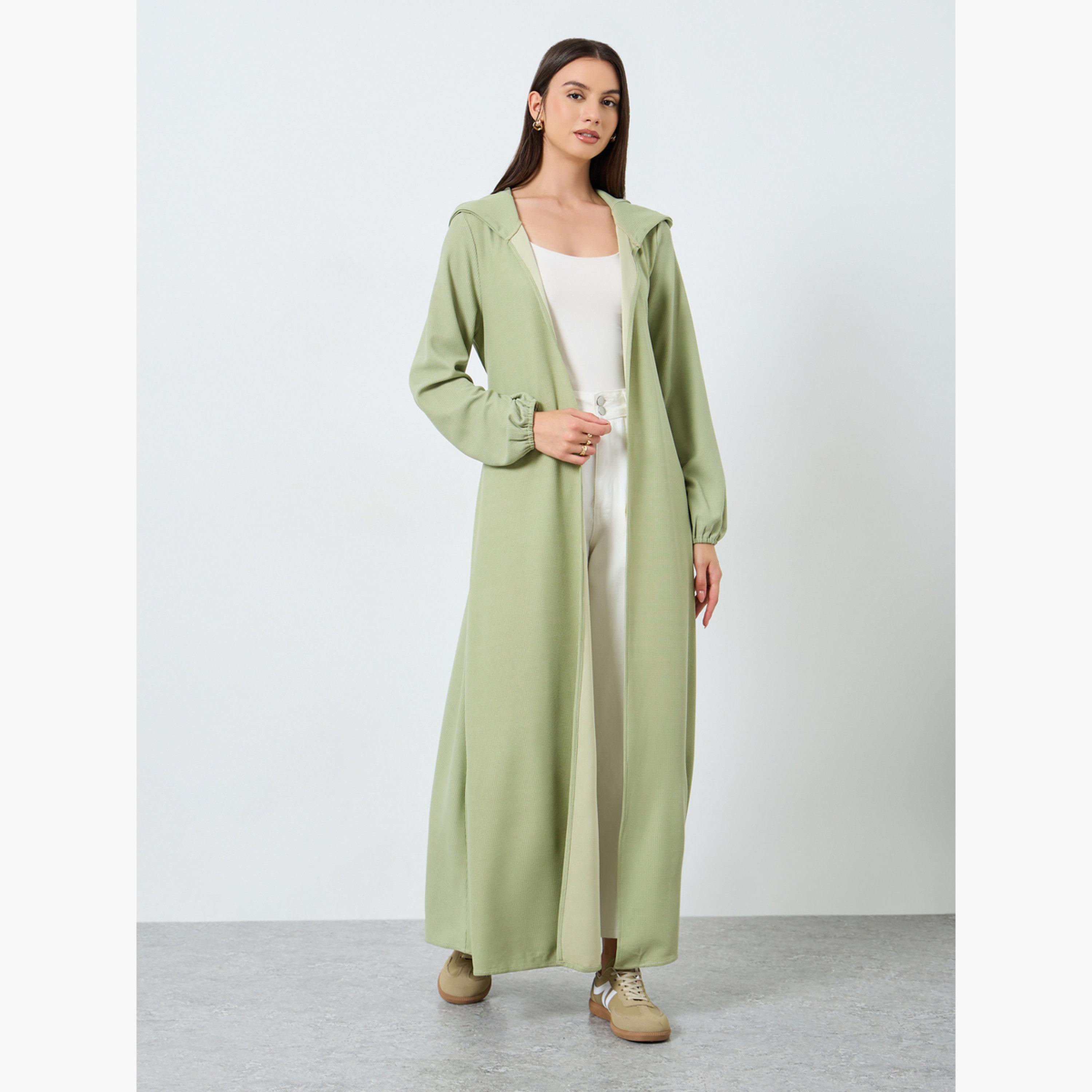 Take Two Green Hooded Abaya with Tie Belt-women-arabicclothing-abayas-image-3