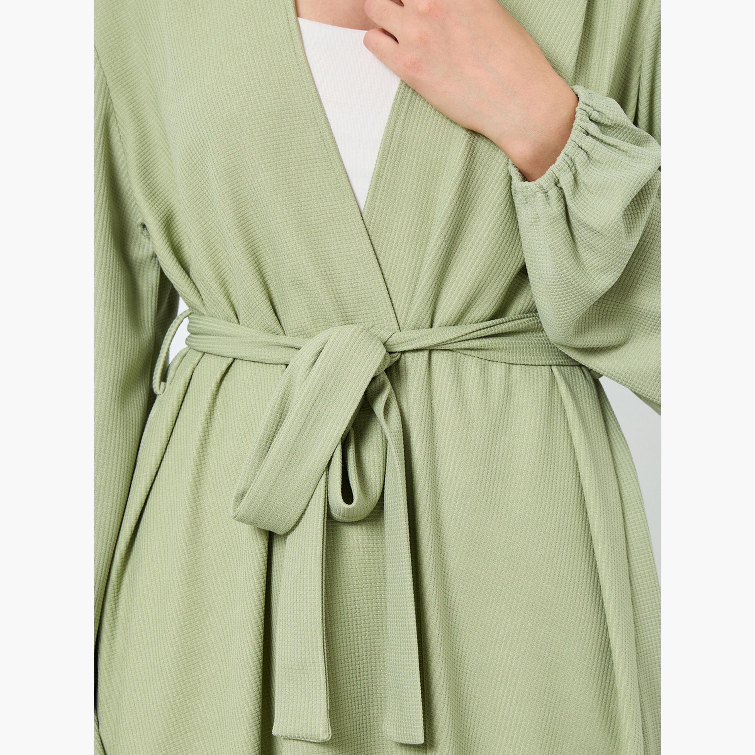 Take Two Green Hooded Abaya with Tie Belt-women-arabicclothing-abayas-image-5