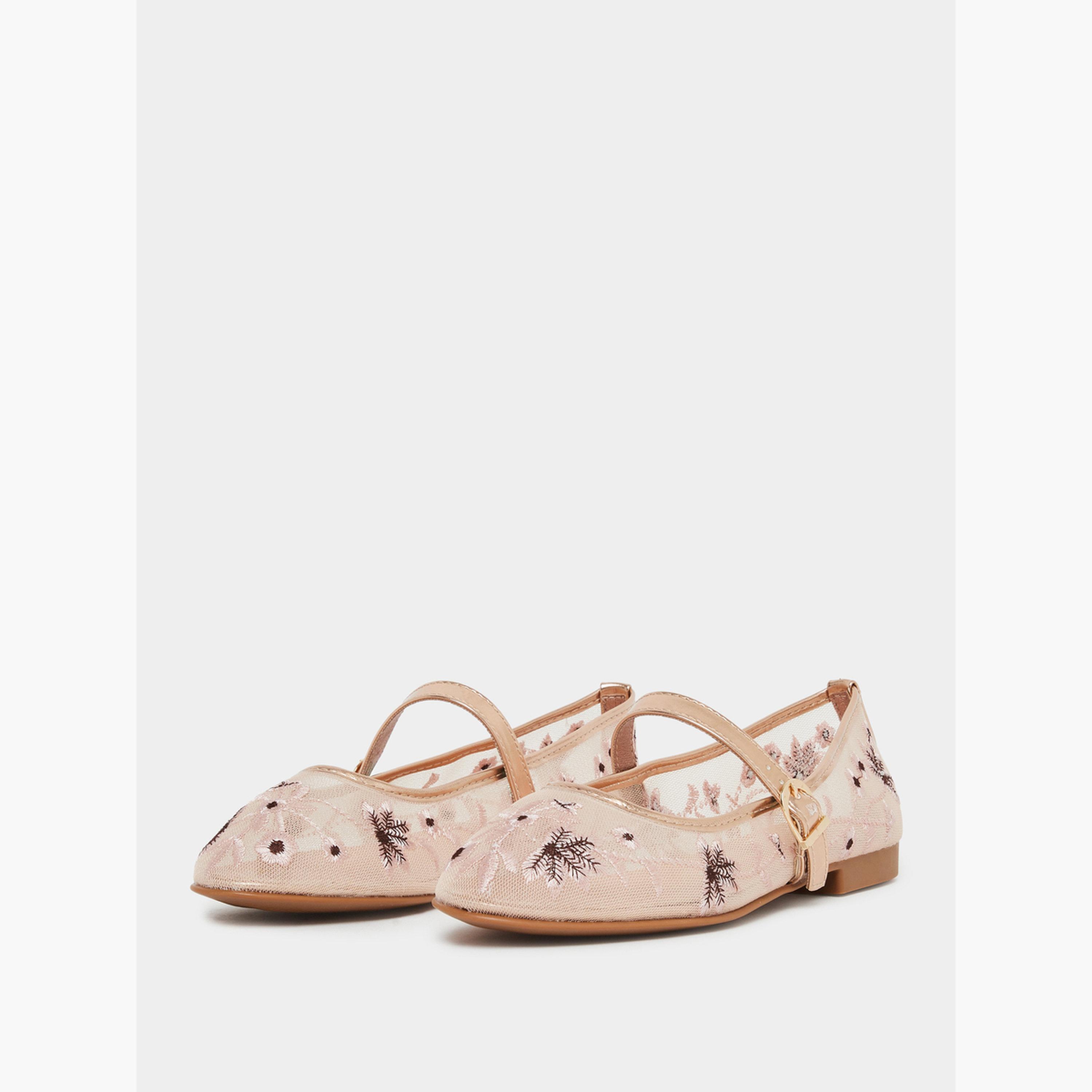 Styli Embroidered Mesh Mary Jane Shoes-women-shoes-ballerinas-image-1