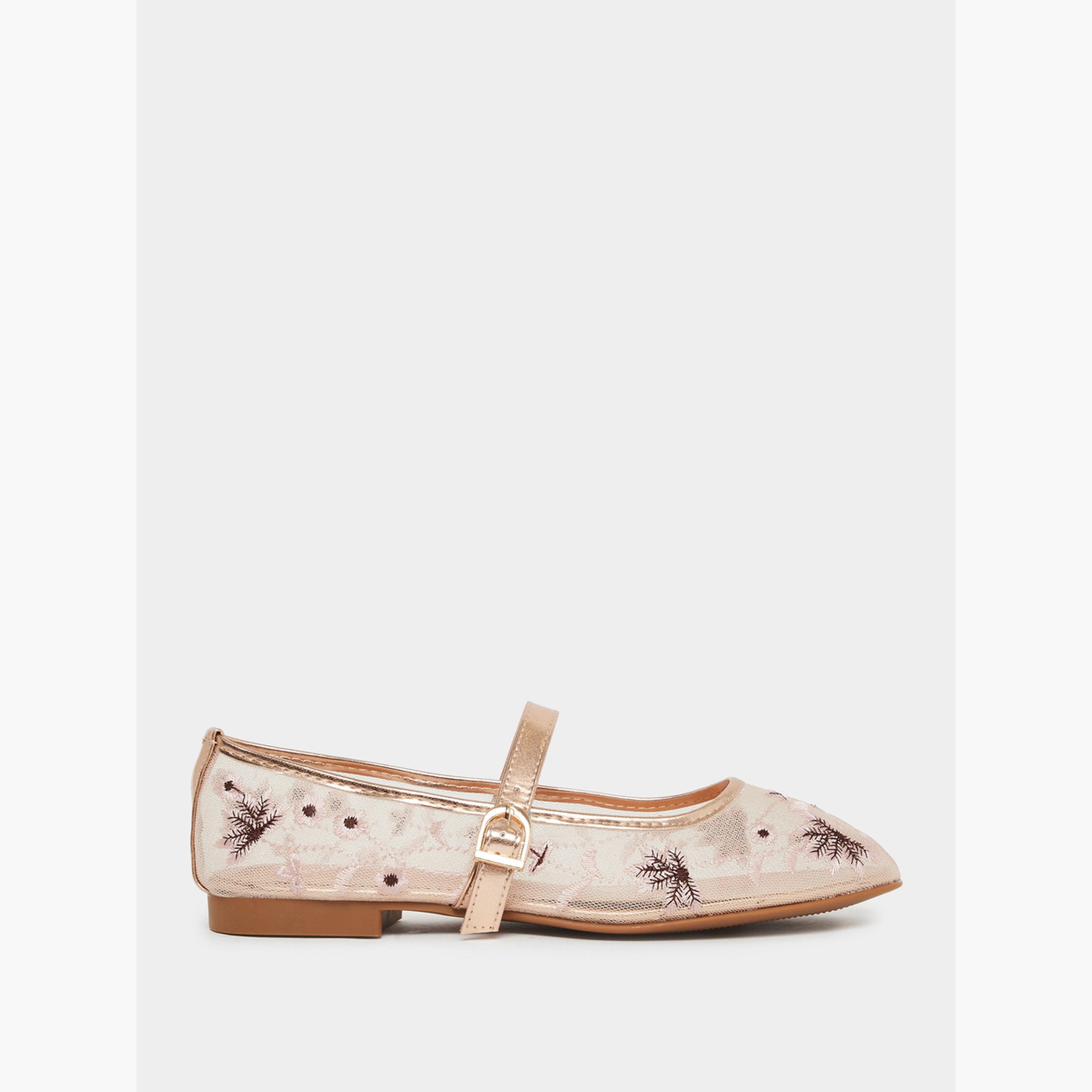 Styli Embroidered Mesh Mary Jane Shoes-women-shoes-ballerinas-image-3