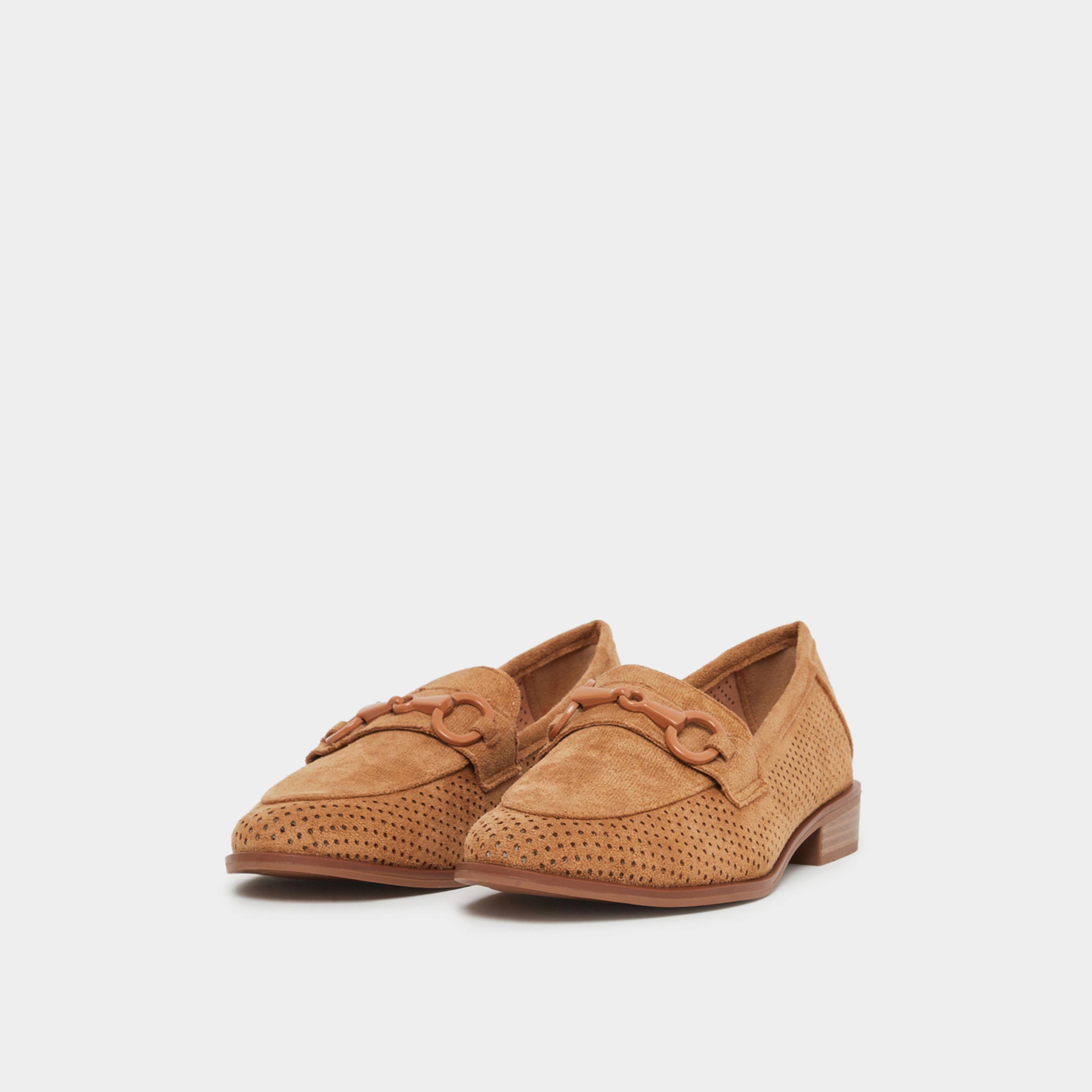 Styli Tan Suede Look Loafers-women-shoes-loafersandmoccasins-image-1
