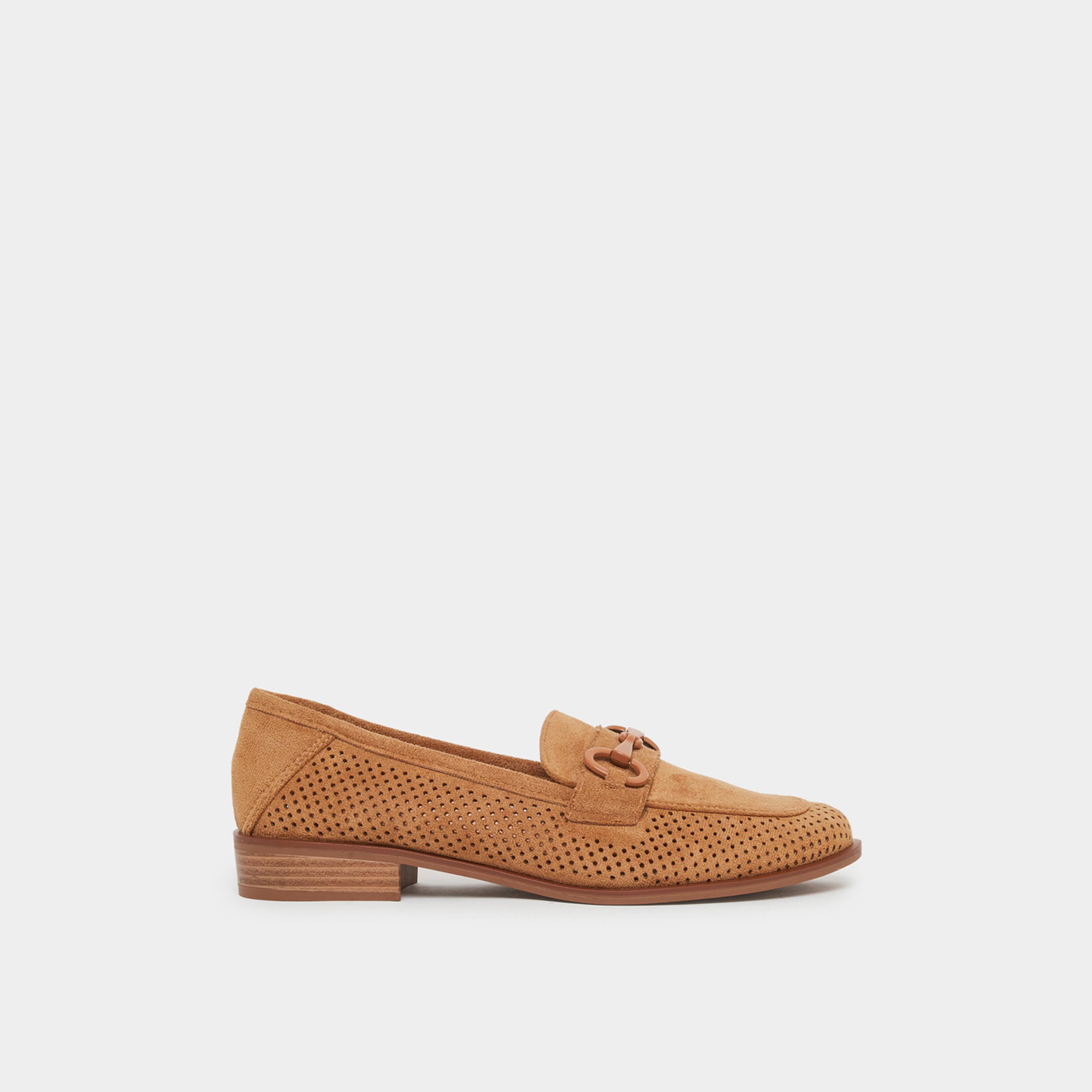 ستايلي - حذاء لوفر بمظهر جلد سويدي بني-women-shoes-loafersandmoccasins-image-3