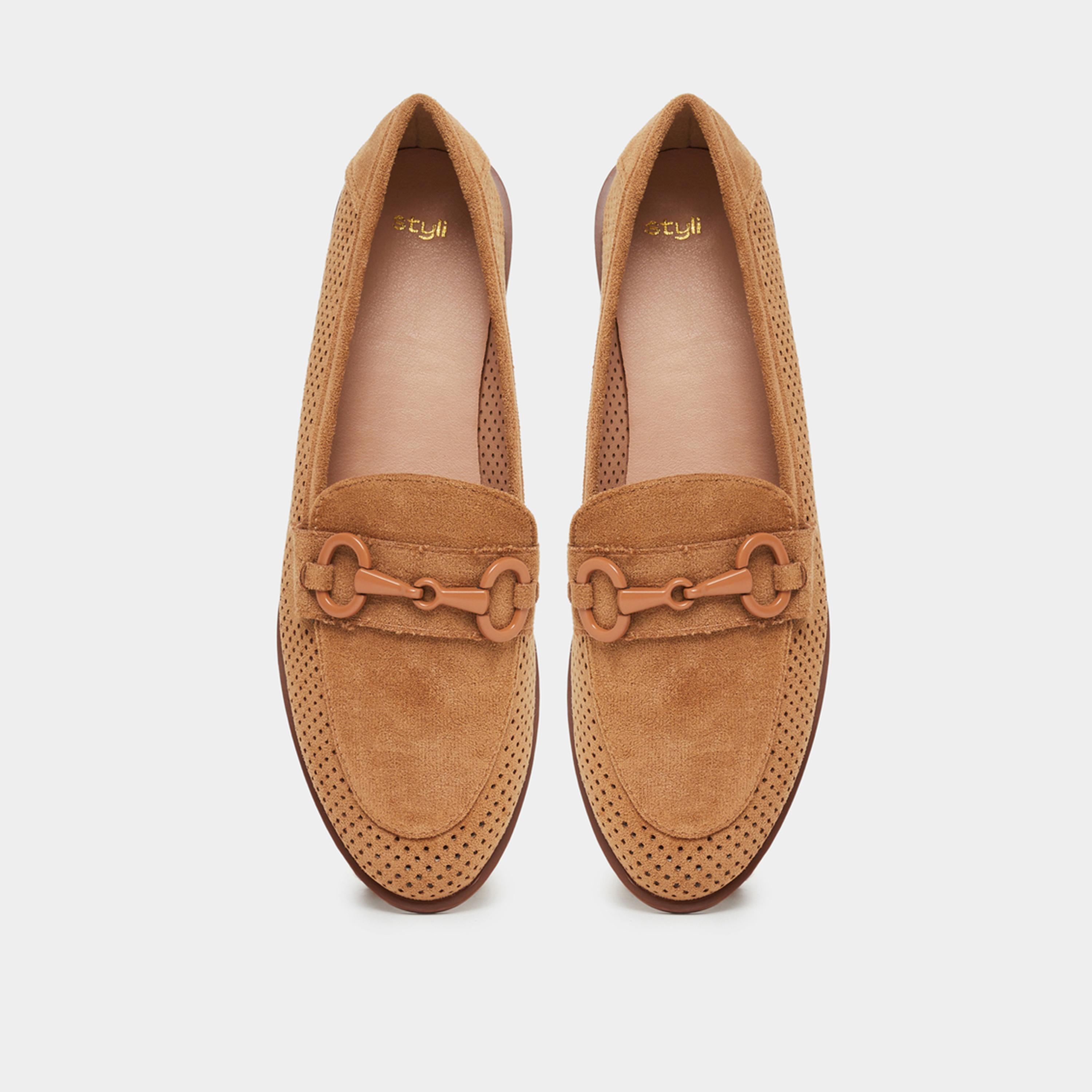 Styli Tan Suede Look Loafers-women-shoes-loafersandmoccasins-image-4