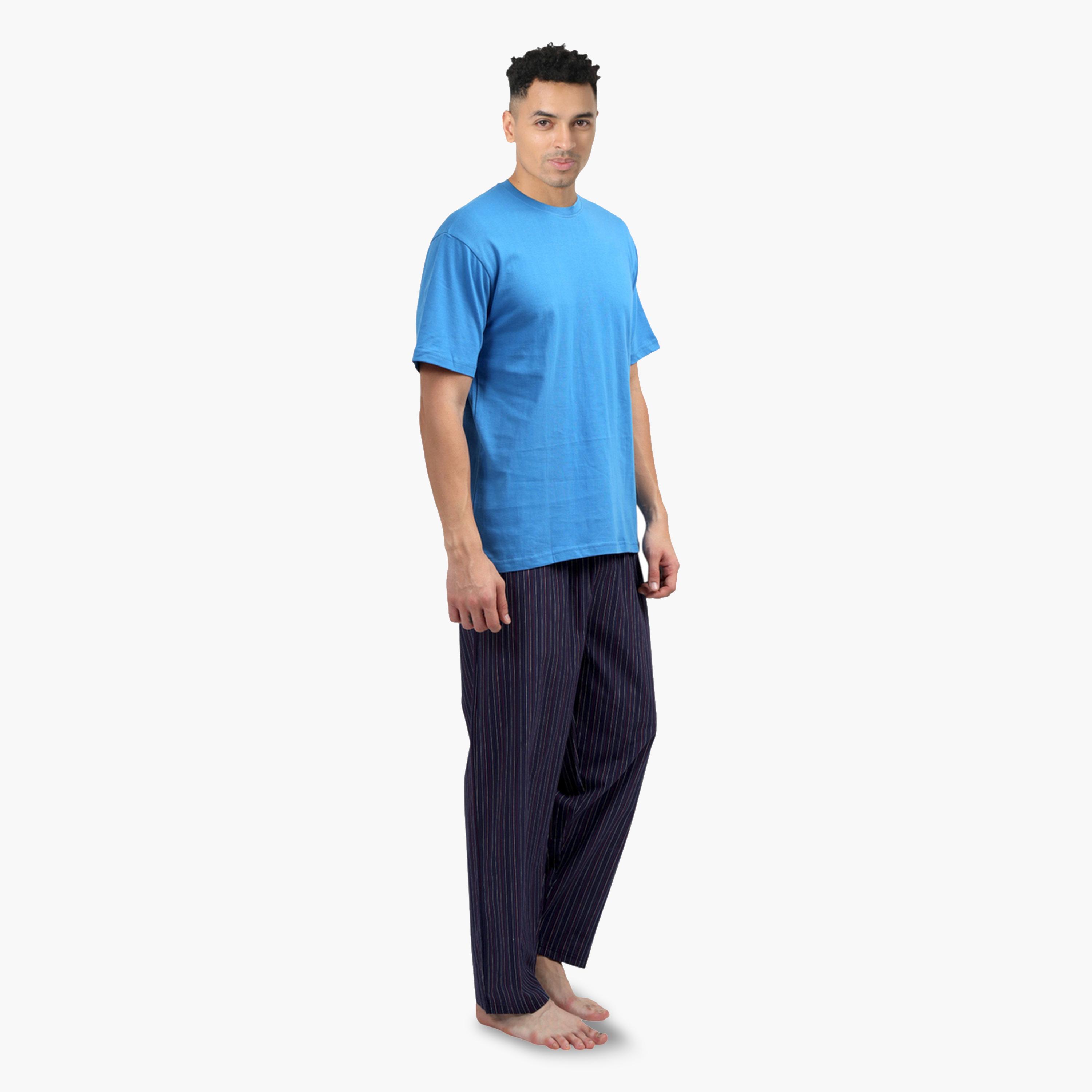 Victor and Jane X Styli Men Supersoft T-Shirt and Stripe Pyjama Set-men-clothing-nightwear-sets-image-2