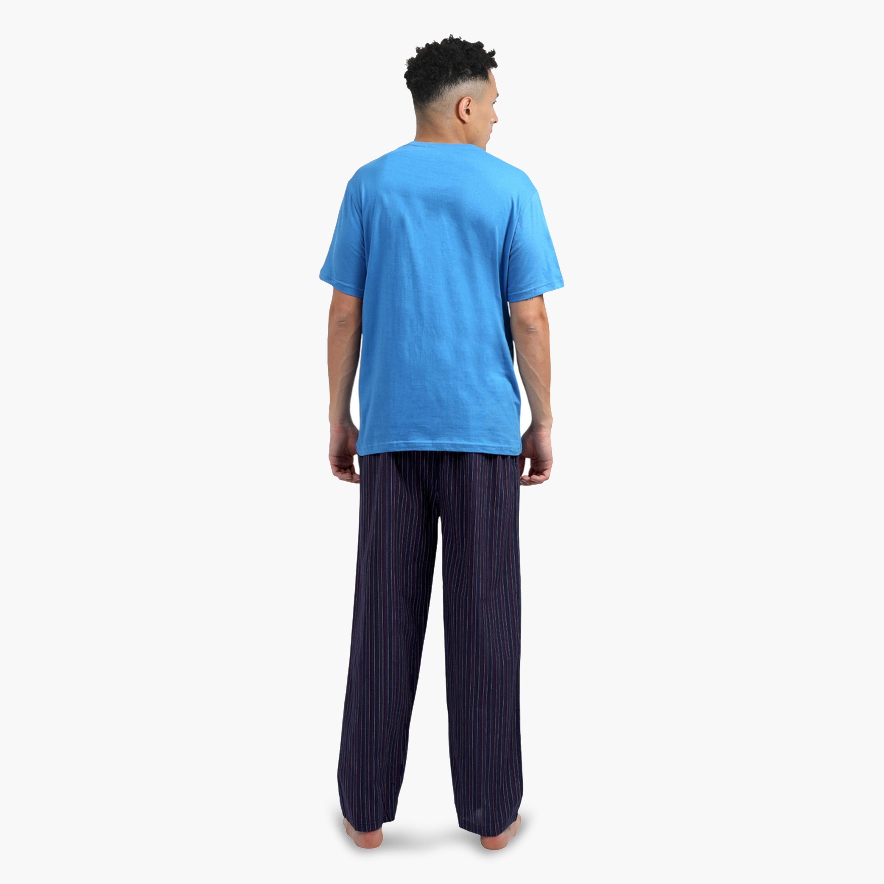 Victor and Jane X Styli Men Supersoft T-Shirt and Stripe Pyjama Set-men-clothing-nightwear-sets-image-3