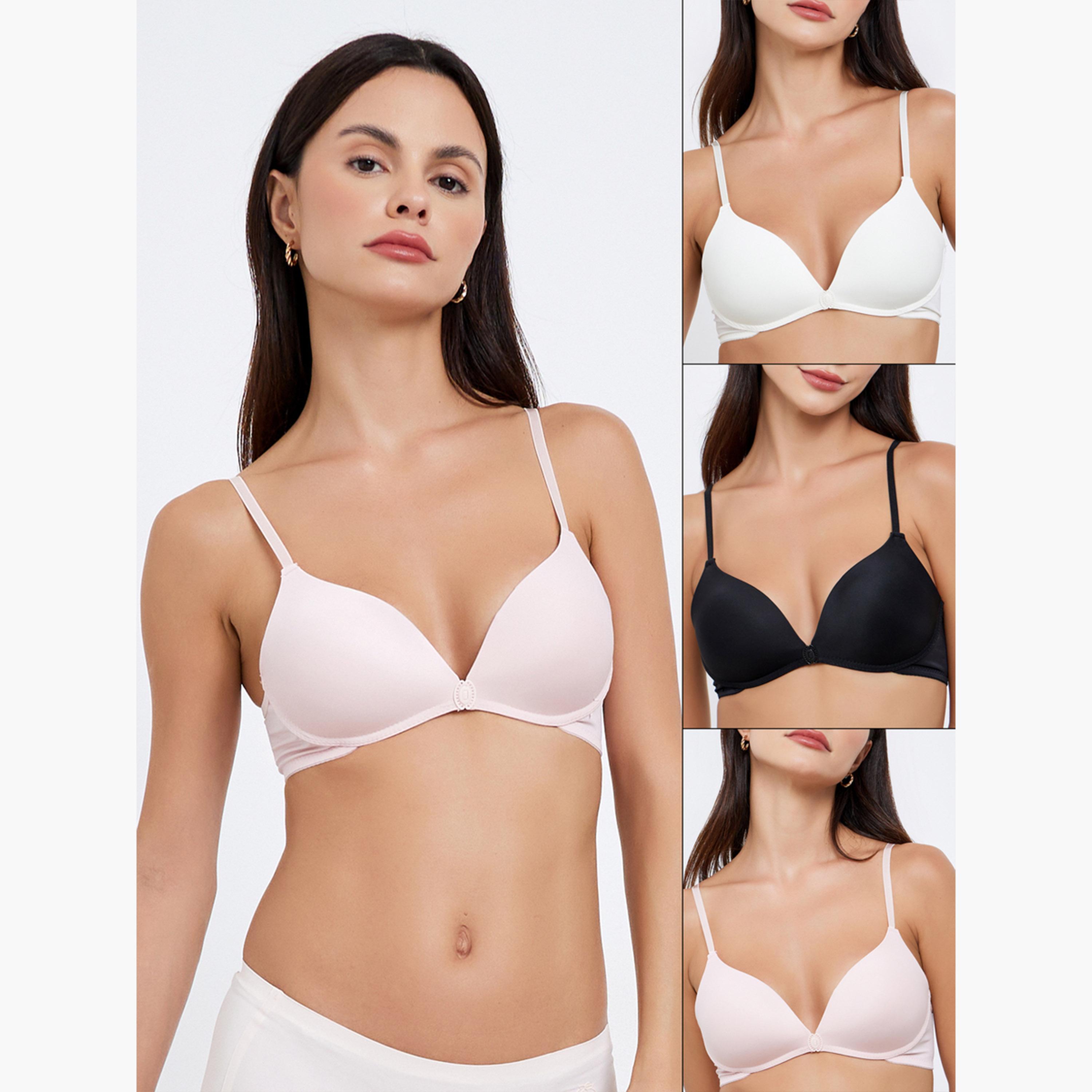 Styli Pack of 3 - Padded Non-Wired Front Closure Bra-women-clothing-lingerie-bras-image-1