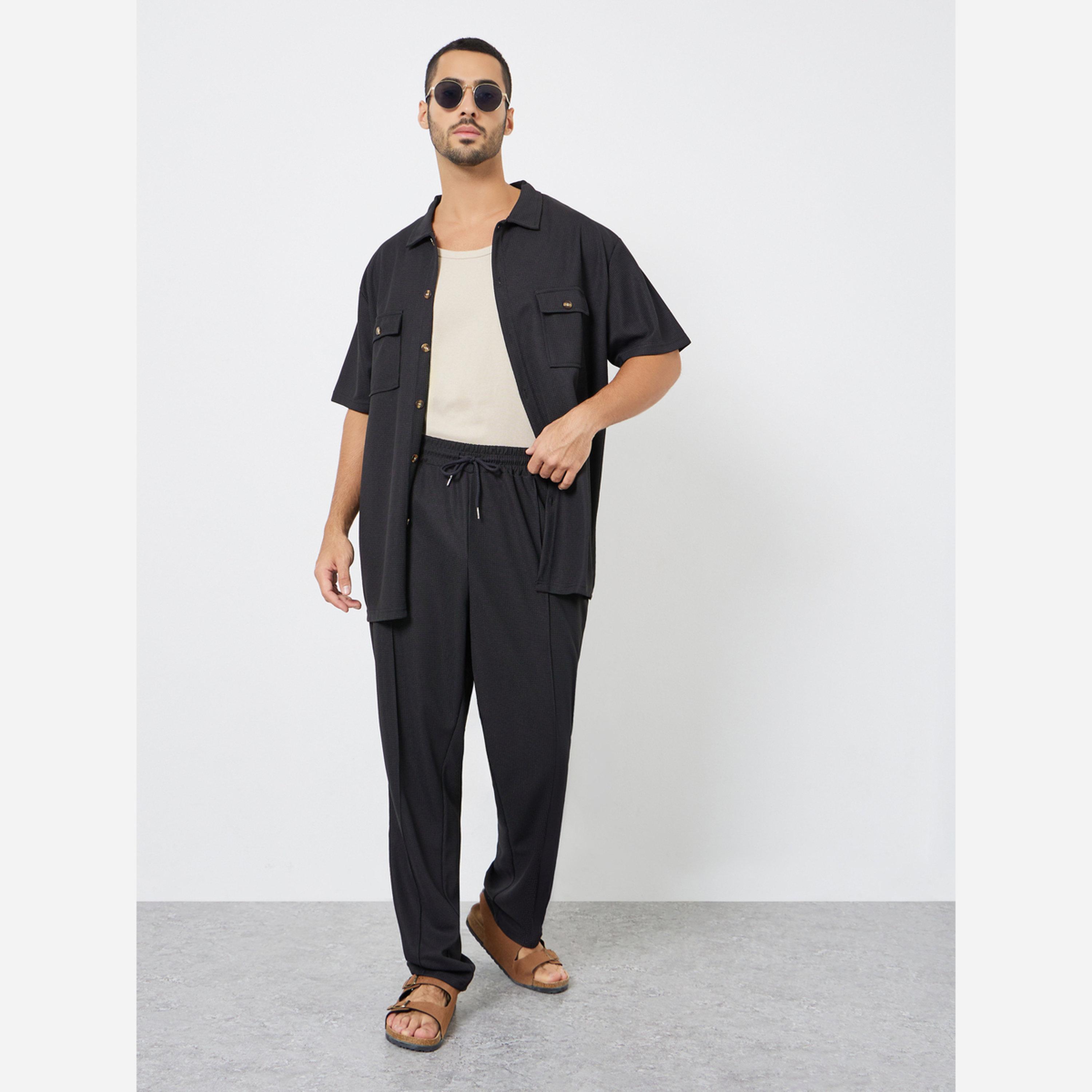 Styli Men Black Relaxed Fit Shirt and Pants Co-Ords-men-clothing-coordsets-image-1