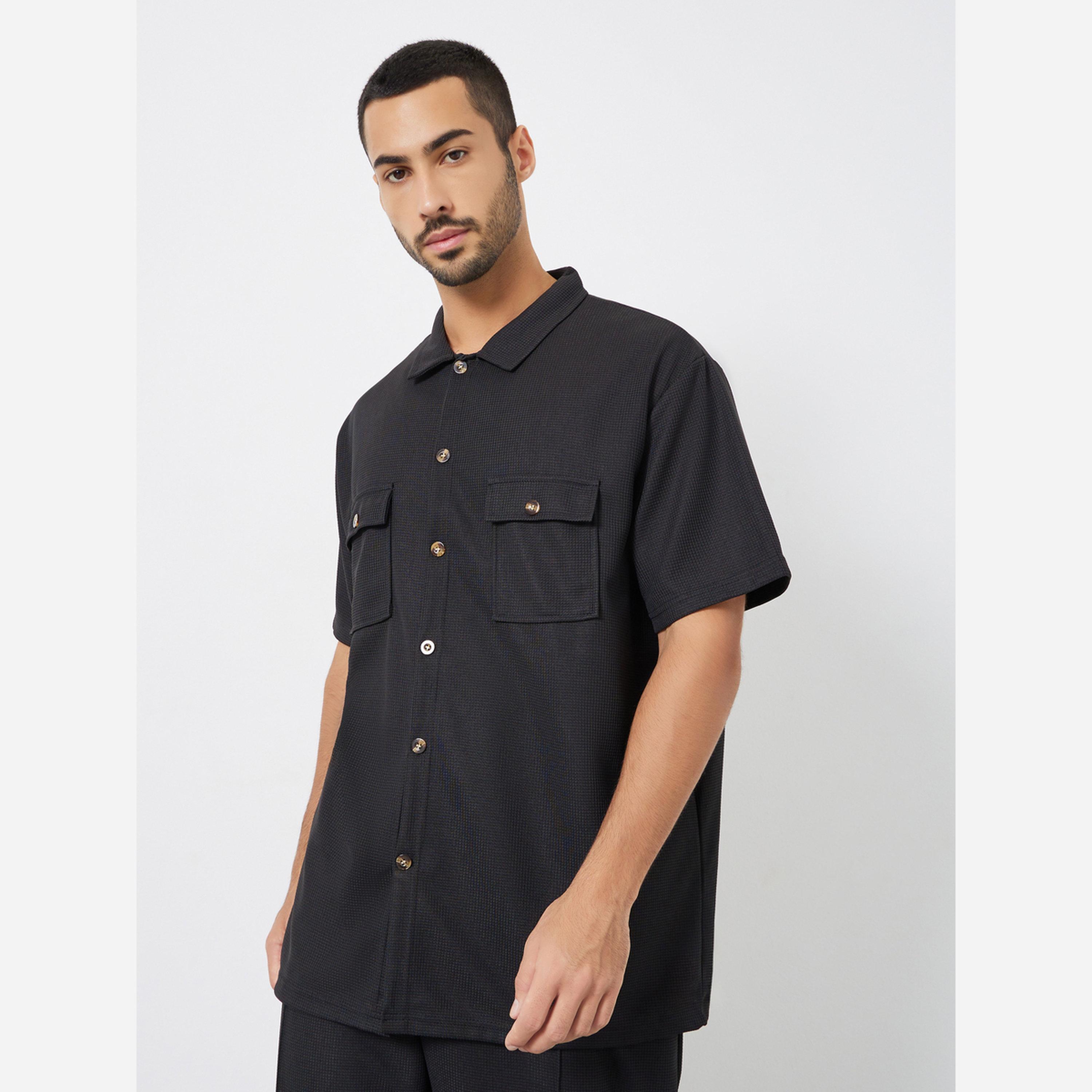 Styli Men Black Relaxed Fit Shirt and Pants Co-Ords-men-clothing-coordsets-image-4