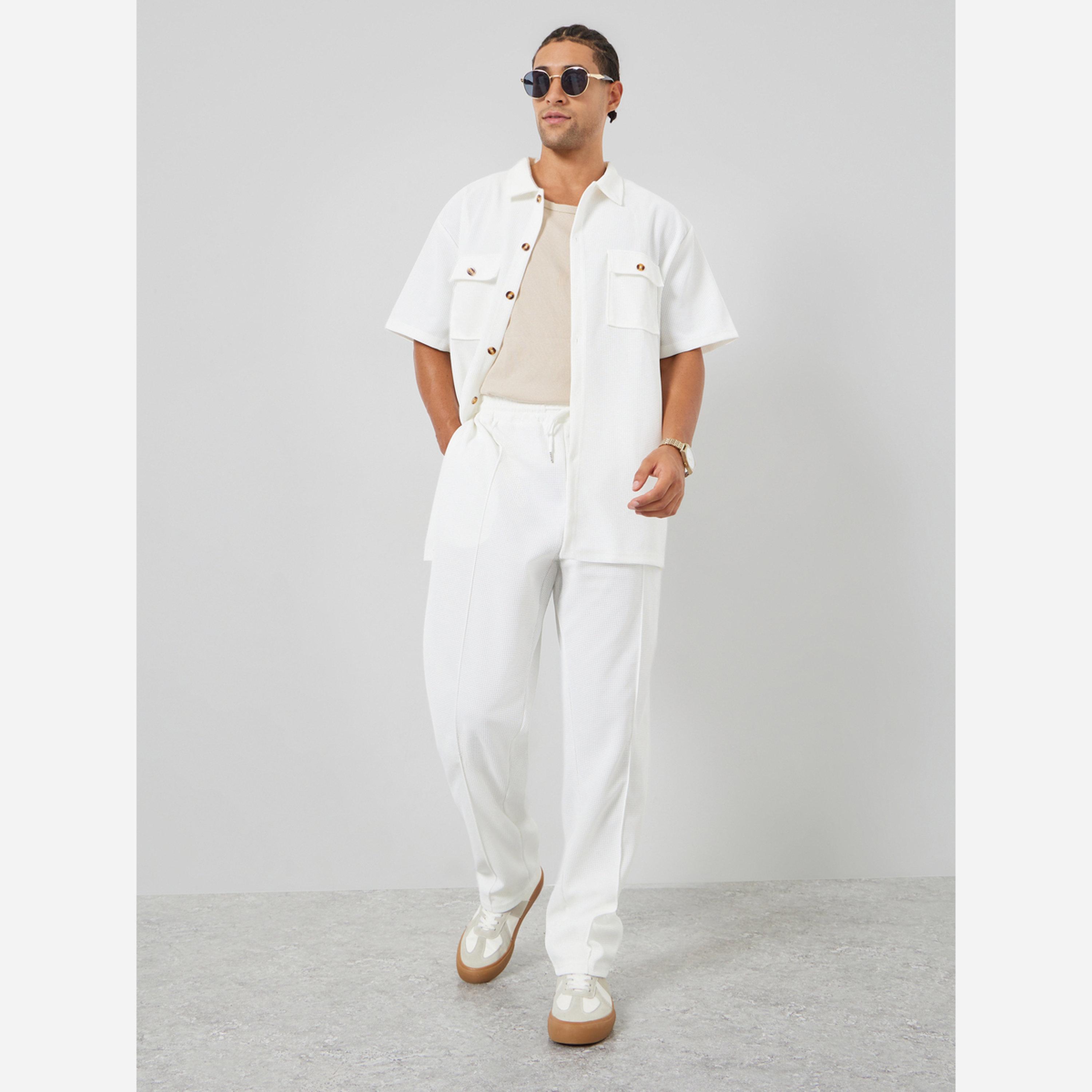 Styli Men White Relaxed Fit Shirt and Pants Co-Ords-men-clothing-coordsets-image-1