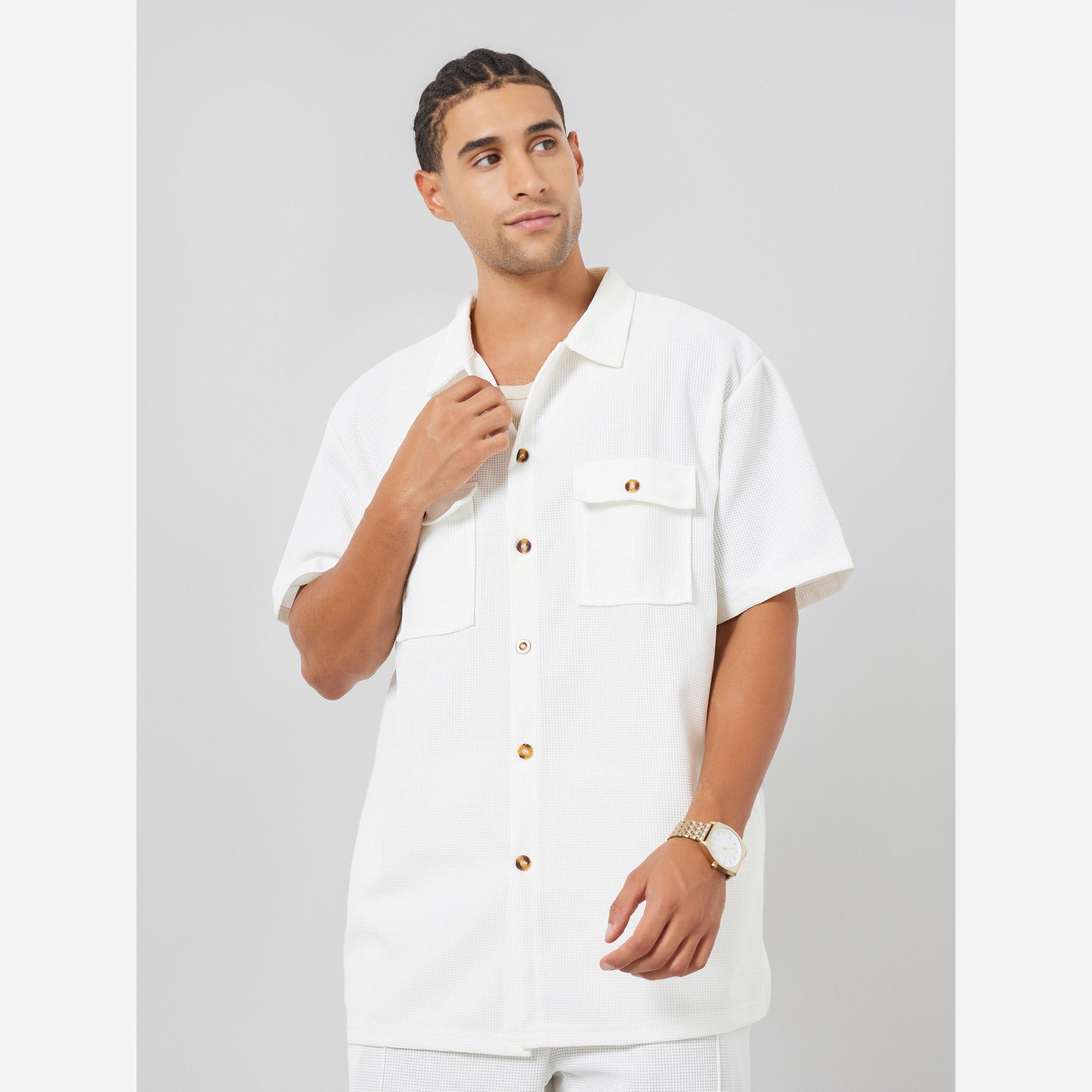 Styli Men White Relaxed Fit Shirt and Pants Co-Ords-men-clothing-coordsets-image-3