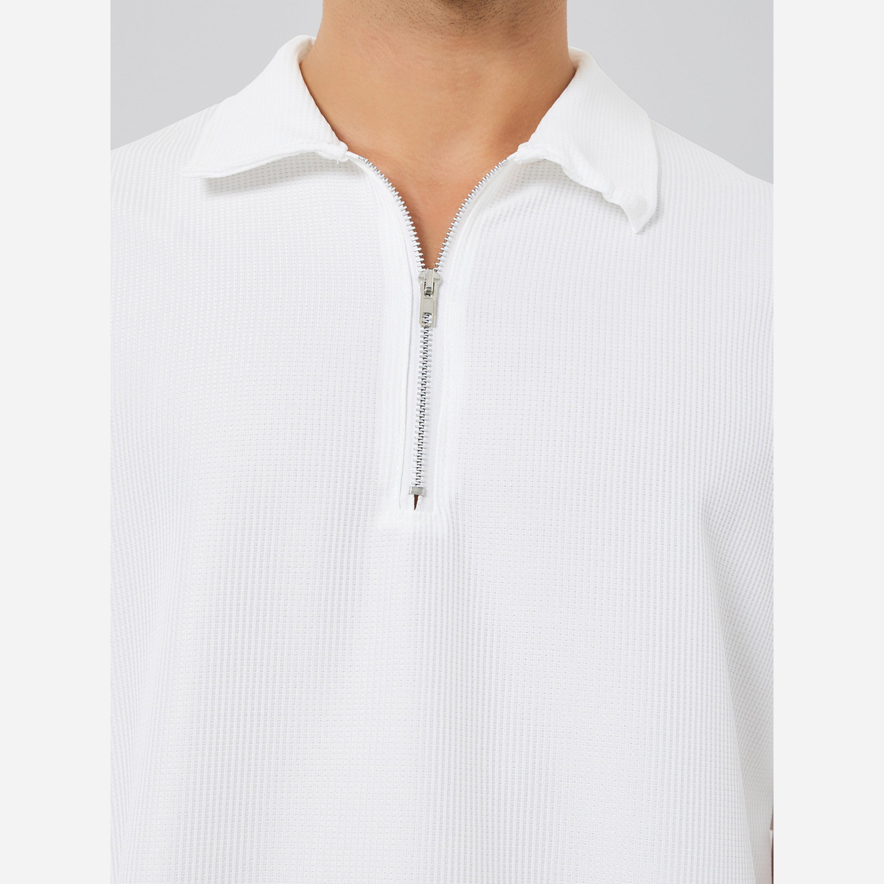 Styli Men White Oversized Solid Polo and Shorts Co-Ords-men-clothing-coordsets-image-3