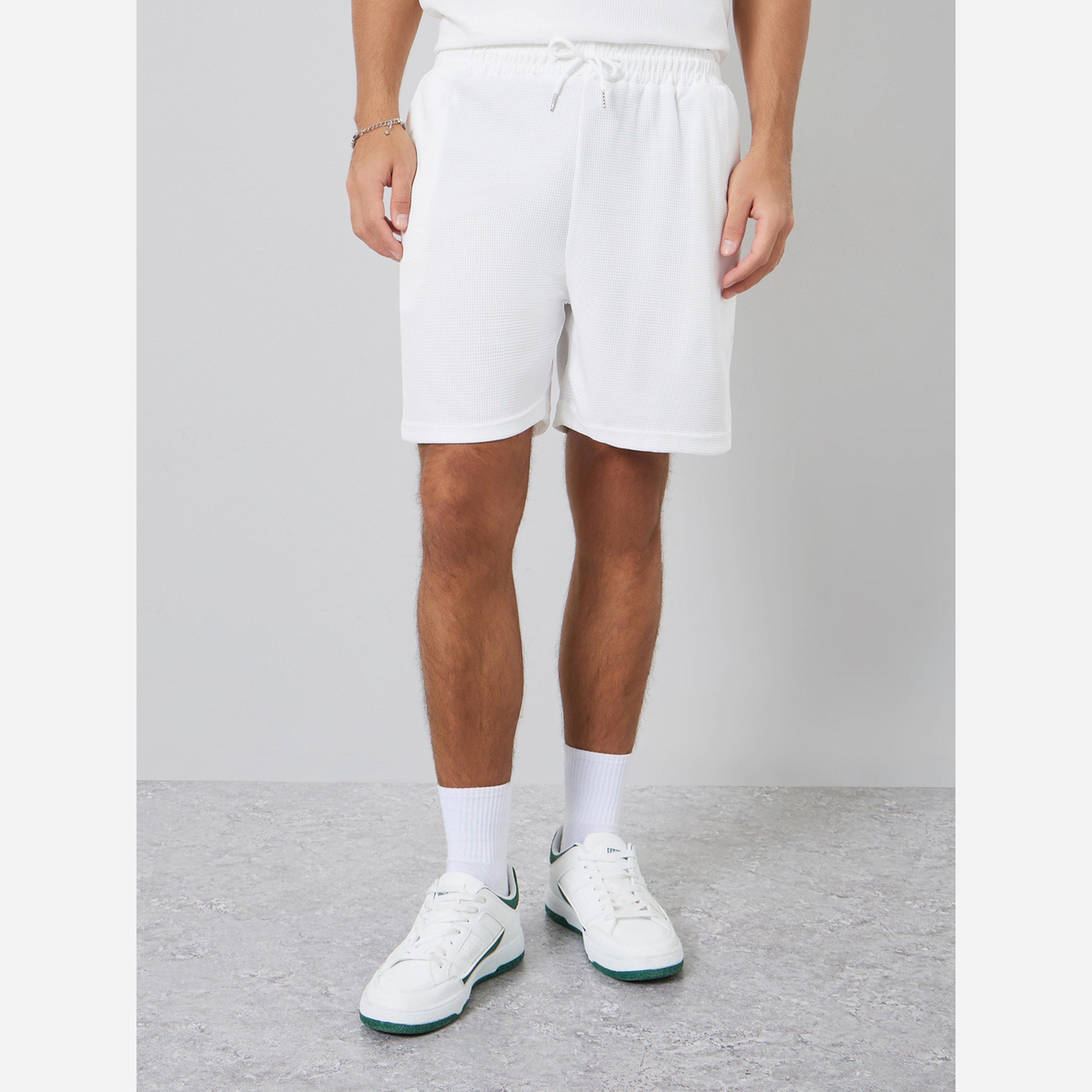 Styli Men White Oversized Solid Polo and Shorts Co-Ords-men-clothing-coordsets-image-4