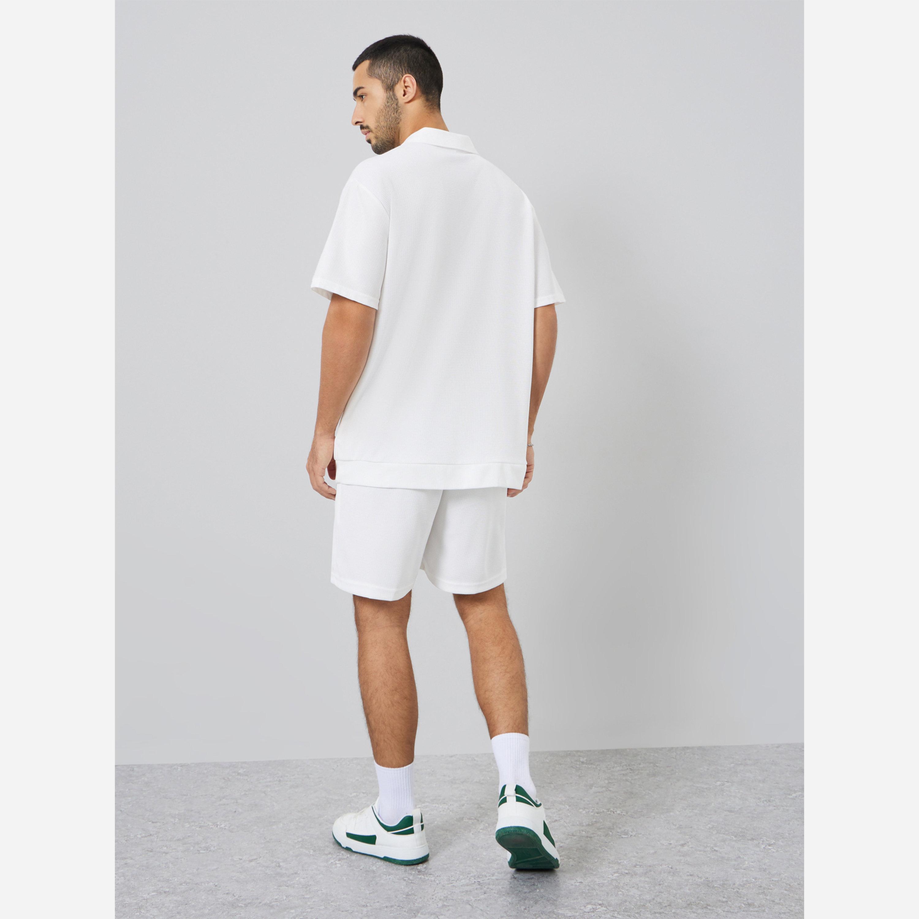 Styli Men White Oversized Solid Polo and Shorts Co-Ords-men-clothing-coordsets-image-5