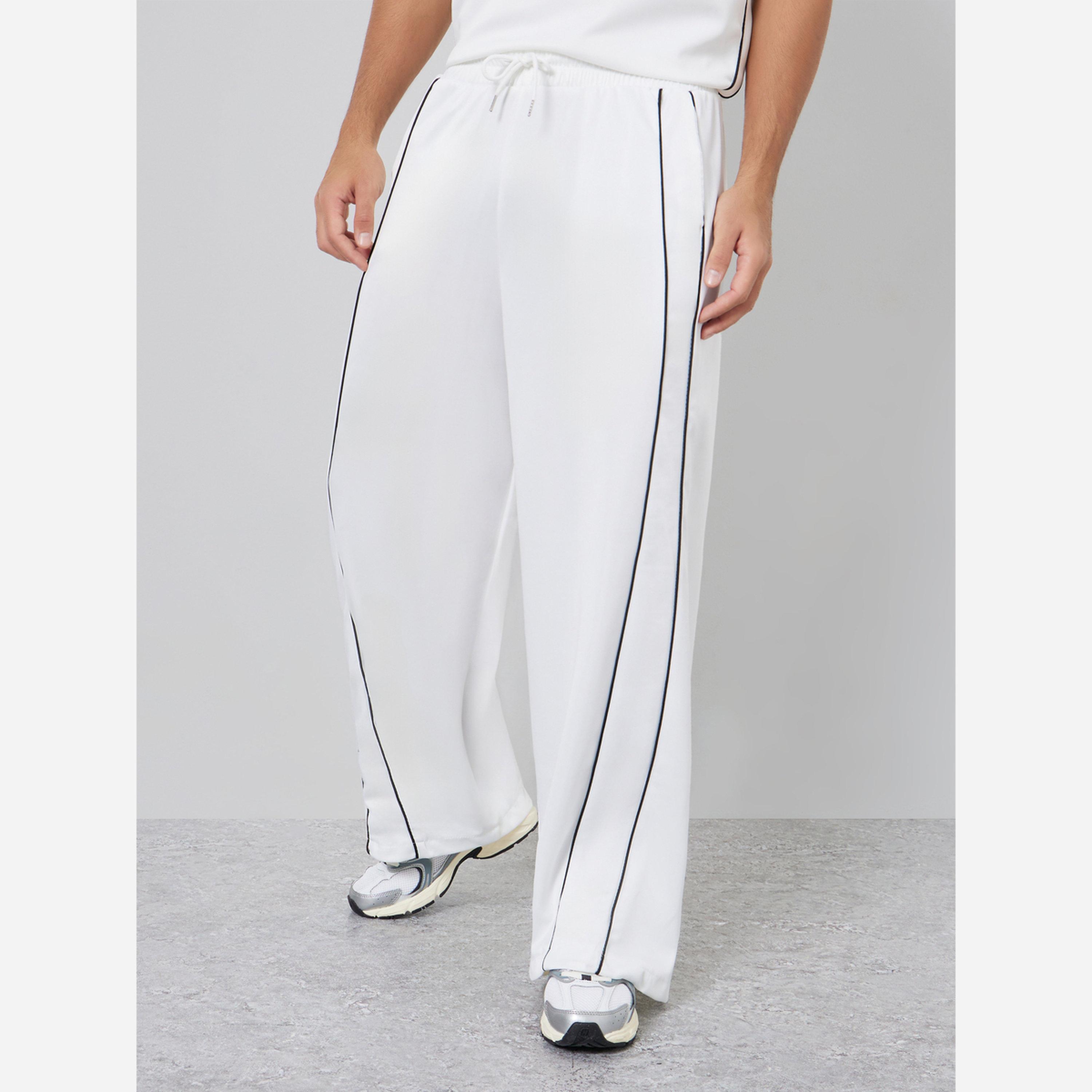 Styli Men White Oversized Piping Detail T-Shirt and Pants Co-Ords-men-clothing-coordsets-image-4