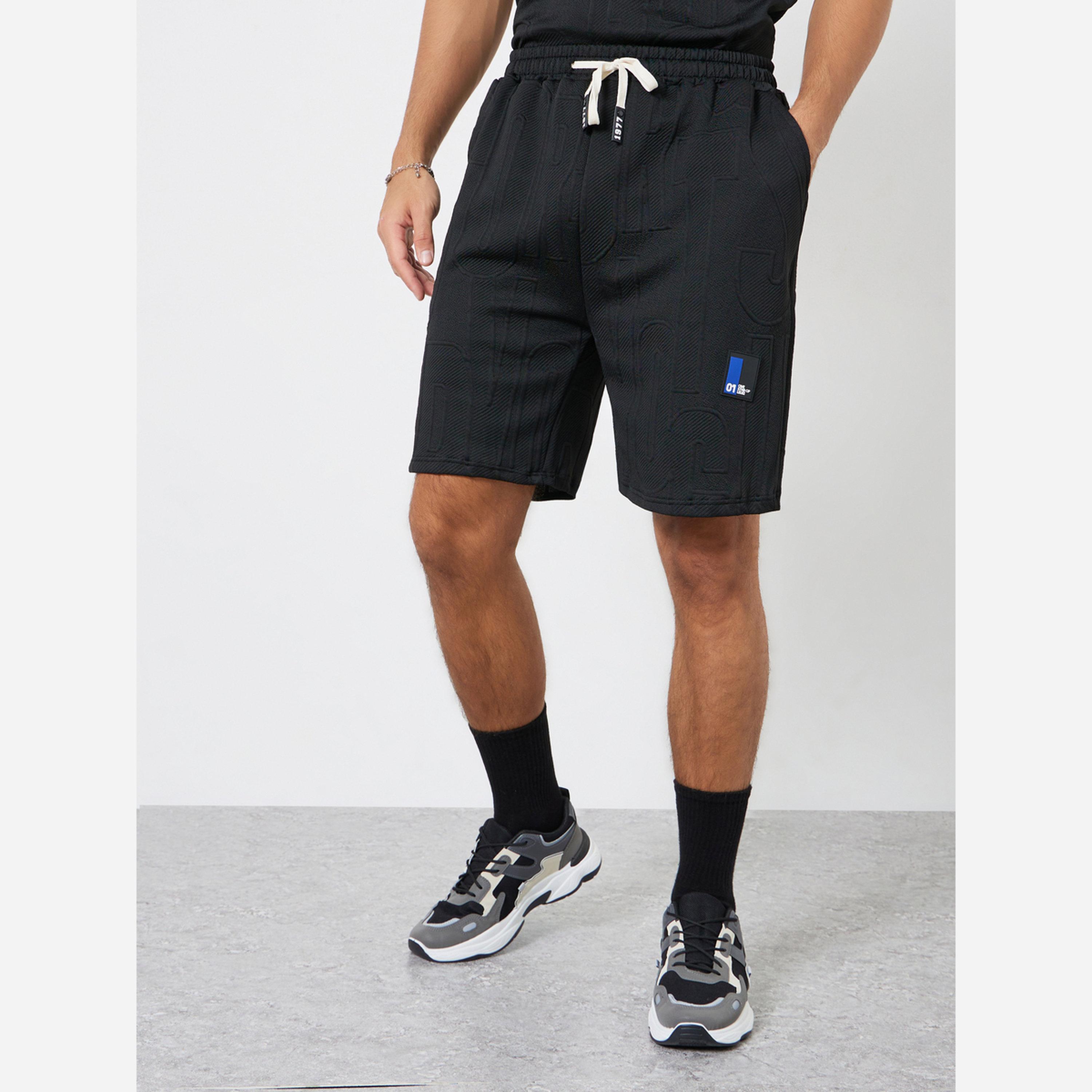 Styli Men Black Textured T-Shirt and Shorts Set Co-ords-men-clothing-coordsets-image-4