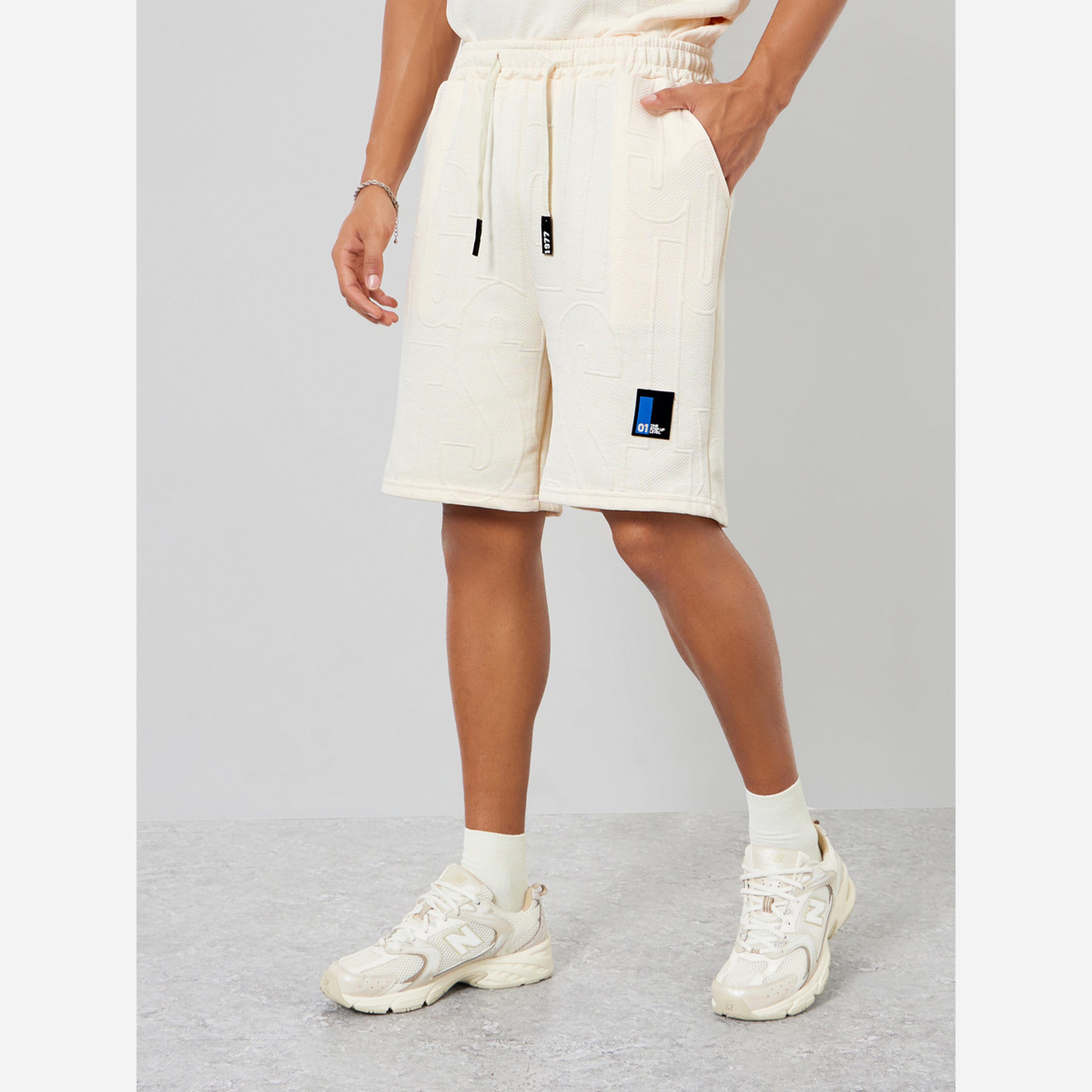 Styli Men Cream Textured T-Shirt and Shorts Set Co-ords-men-clothing-coordsets-image-5