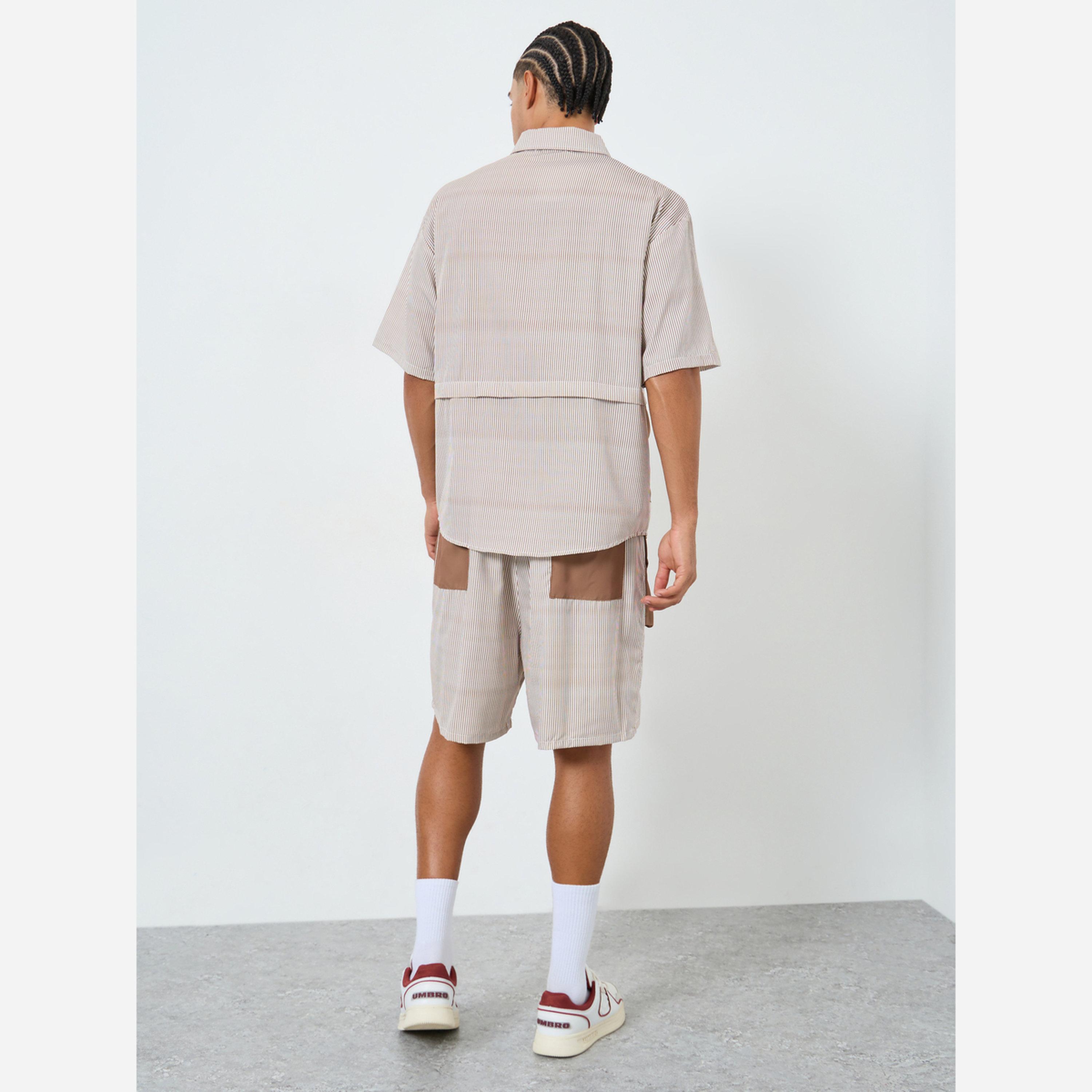 Styli Men Oversized Contrast Patch Pockets Shirt and Shorts Co-Ords-men-clothing-coordsets-image-5