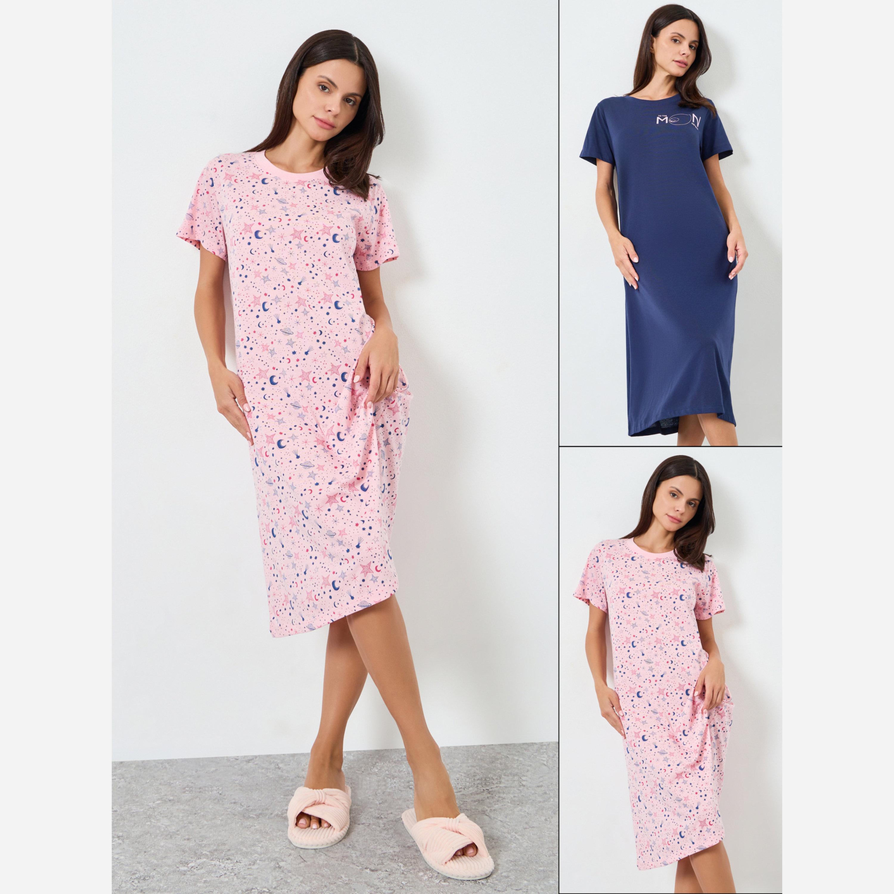 Styli Pack of 2 - Women Printed Slipdress-women-clothing-nightwear-nighties-image-1