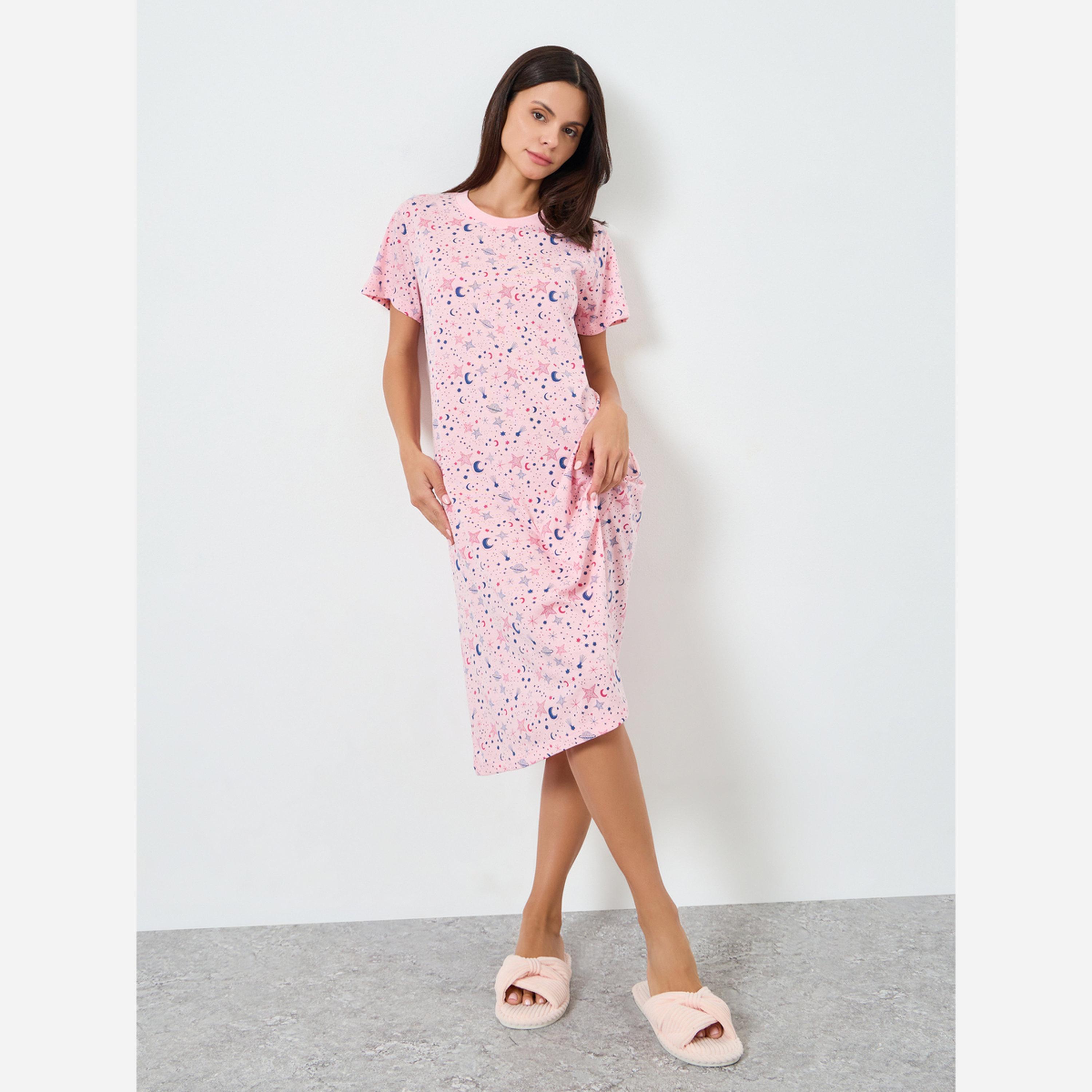 ستايلي - عبوة قطعتين - فستان نسائي طبعة-women-clothing-nightwear-nighties-image-2
