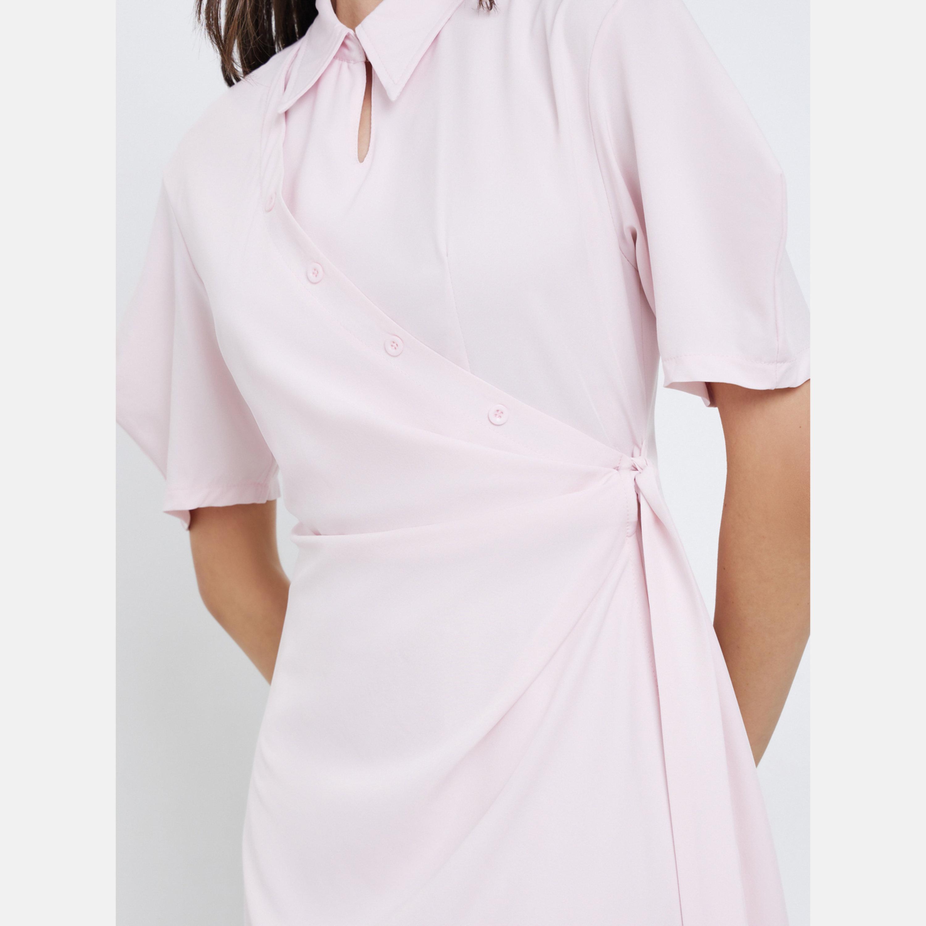 Styli Light Pink Midi Wrap Dress-women-clothing-dresses-image-4