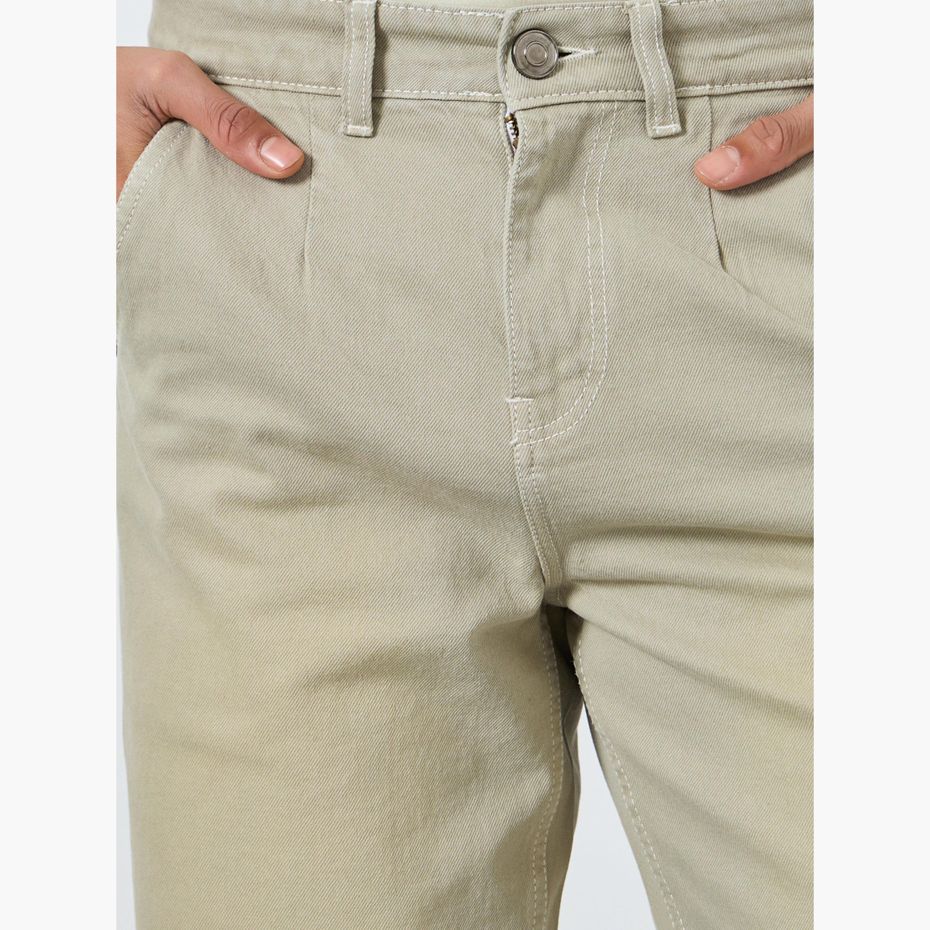 Styli Men Beige Relaxed Fit Pleated Jeans-men-clothing-bottoms-jeans-image-3