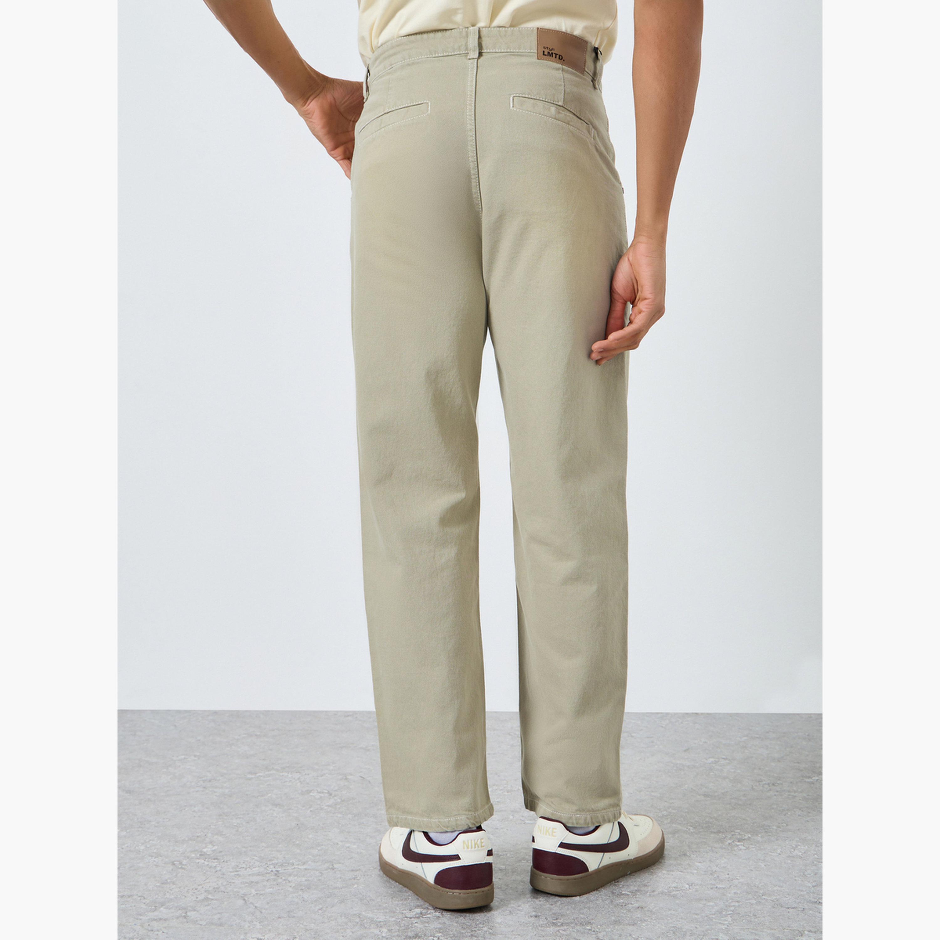 Styli Men Beige Relaxed Fit Pleated Jeans-men-clothing-bottoms-jeans-image-4