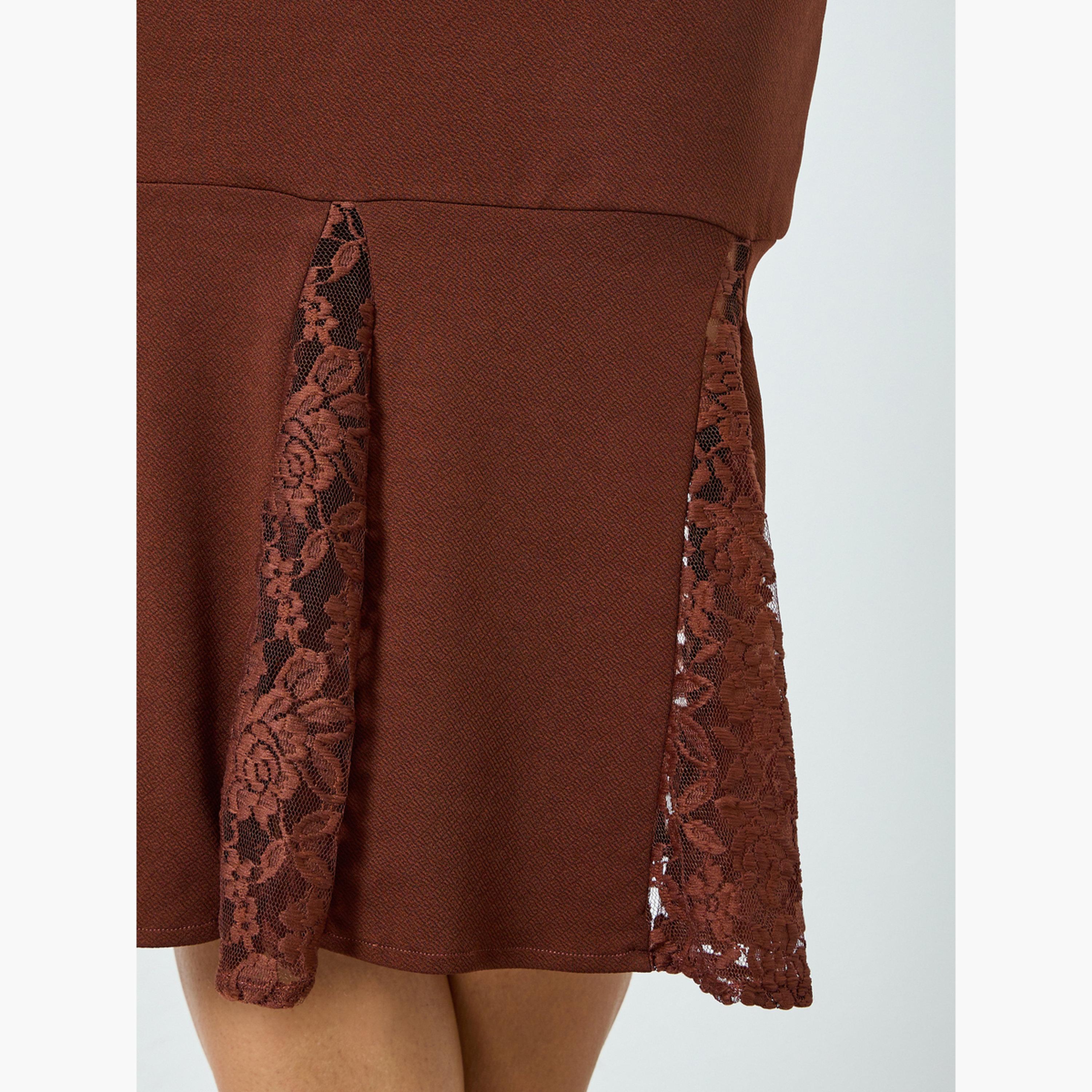 Styli Women Brown Lace Detail Mermaid Midi Dress-women-clothing-dresses-image-5