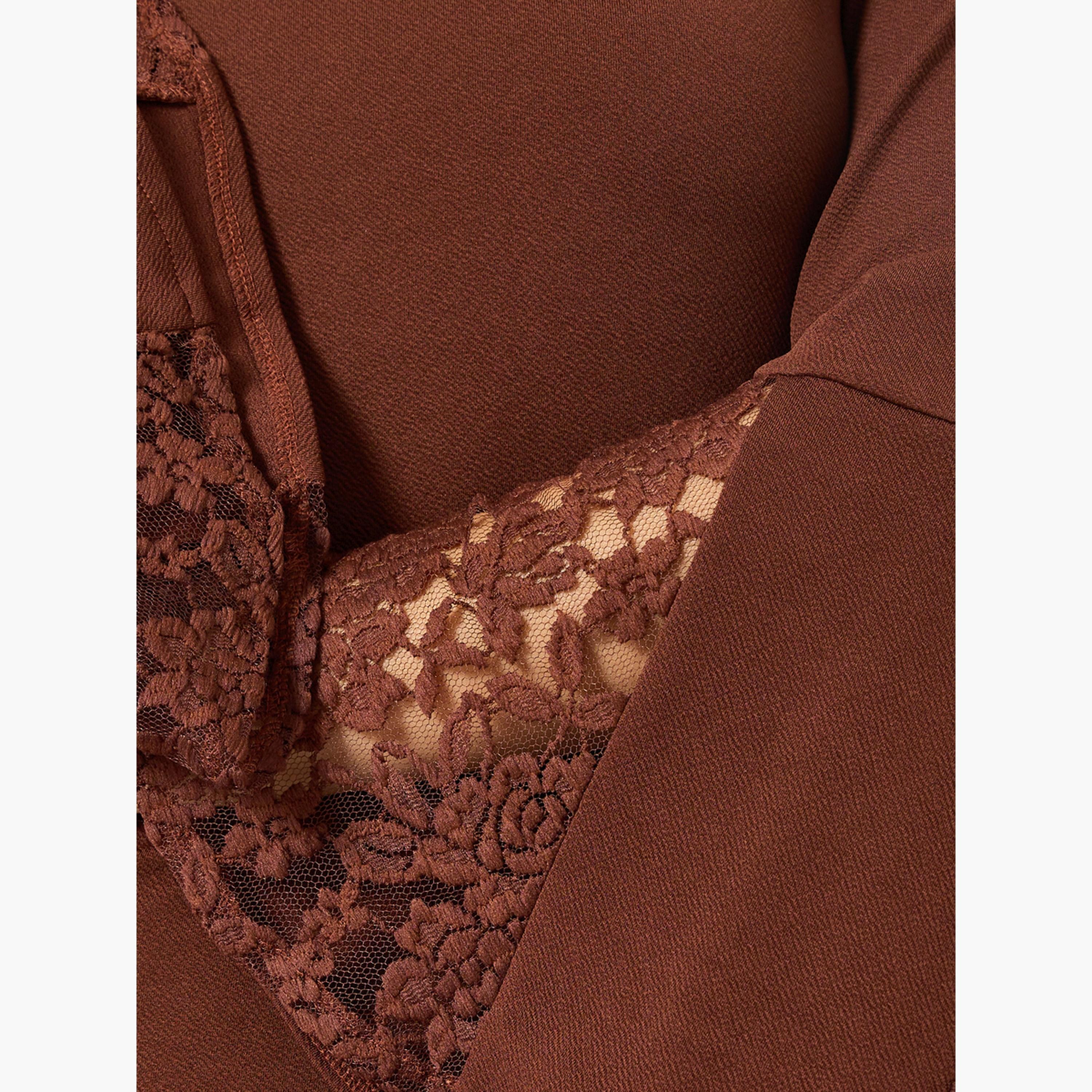 Styli Women Brown Lace Detail Mermaid Midi Dress-women-clothing-dresses-image-6