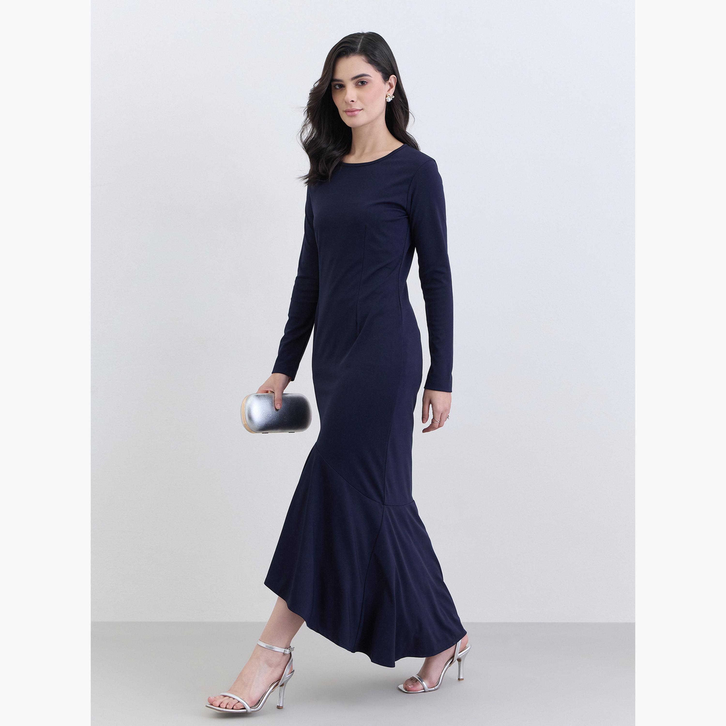 فستان طويل بأكمام طويلة وحافة ميرميد-women-clothing-dresses-image-3