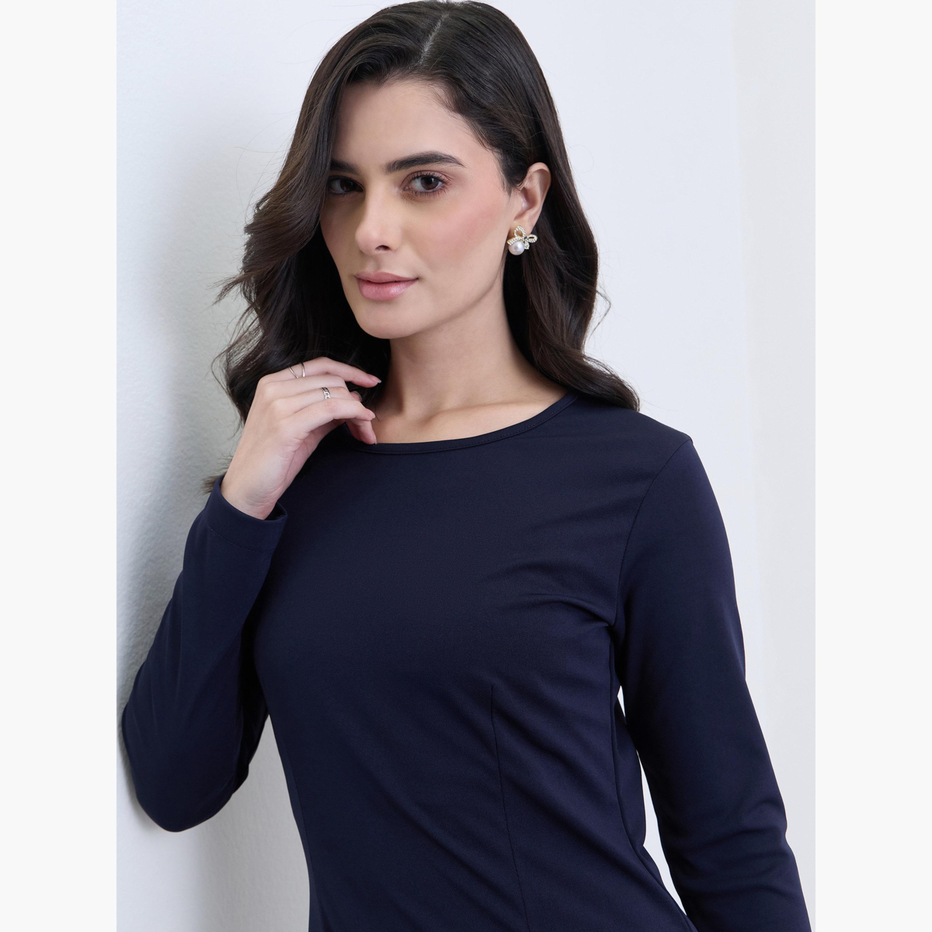 فستان طويل بأكمام طويلة وحافة ميرميد-women-clothing-dresses-image-4