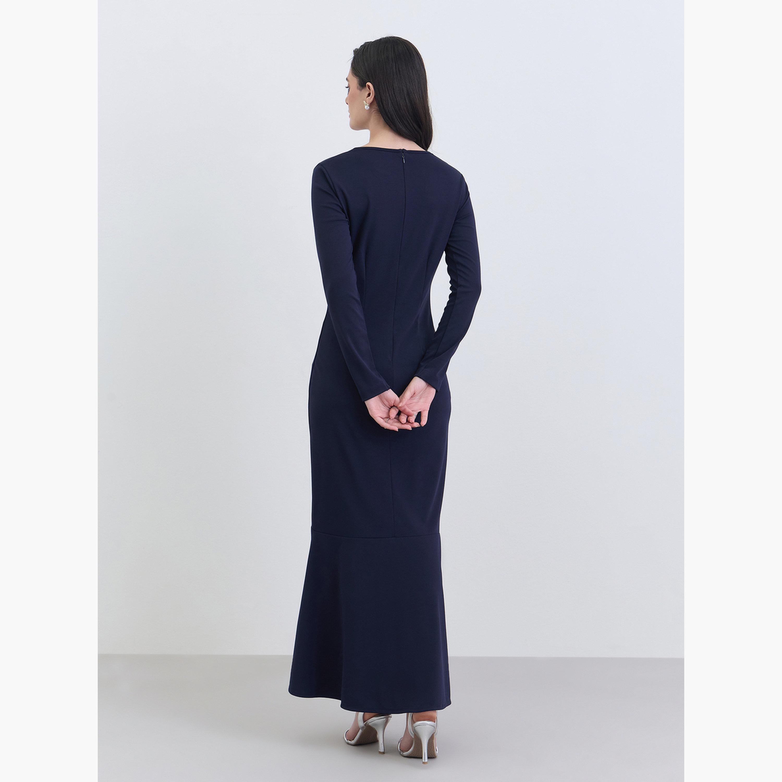 فستان طويل بأكمام طويلة وحافة ميرميد-women-clothing-dresses-image-5