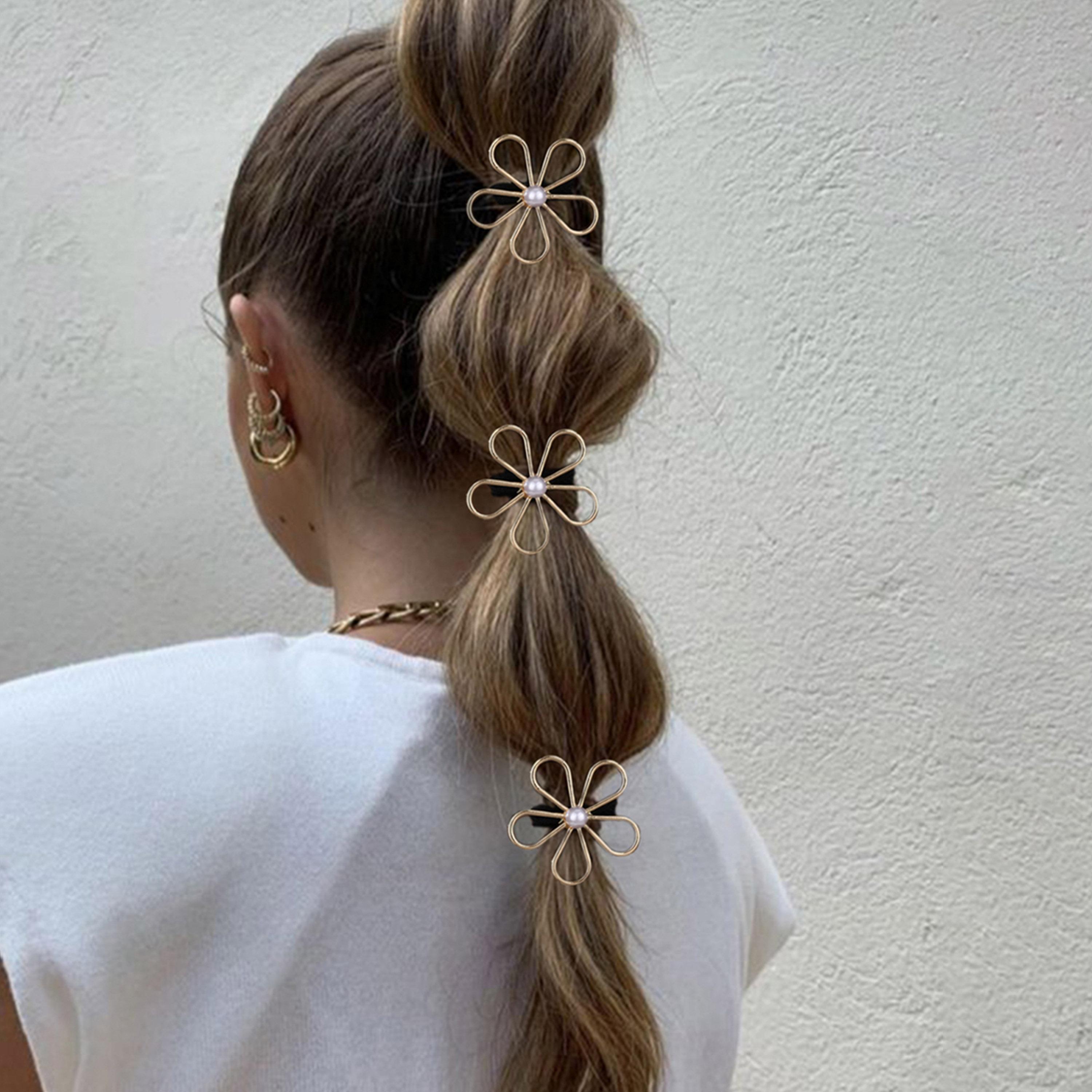 تيك تو - مجموعة من 3 ربطات شعر على شكل زهرة من اللؤلؤ الصناعي-women-hairaccessories-others-image-2