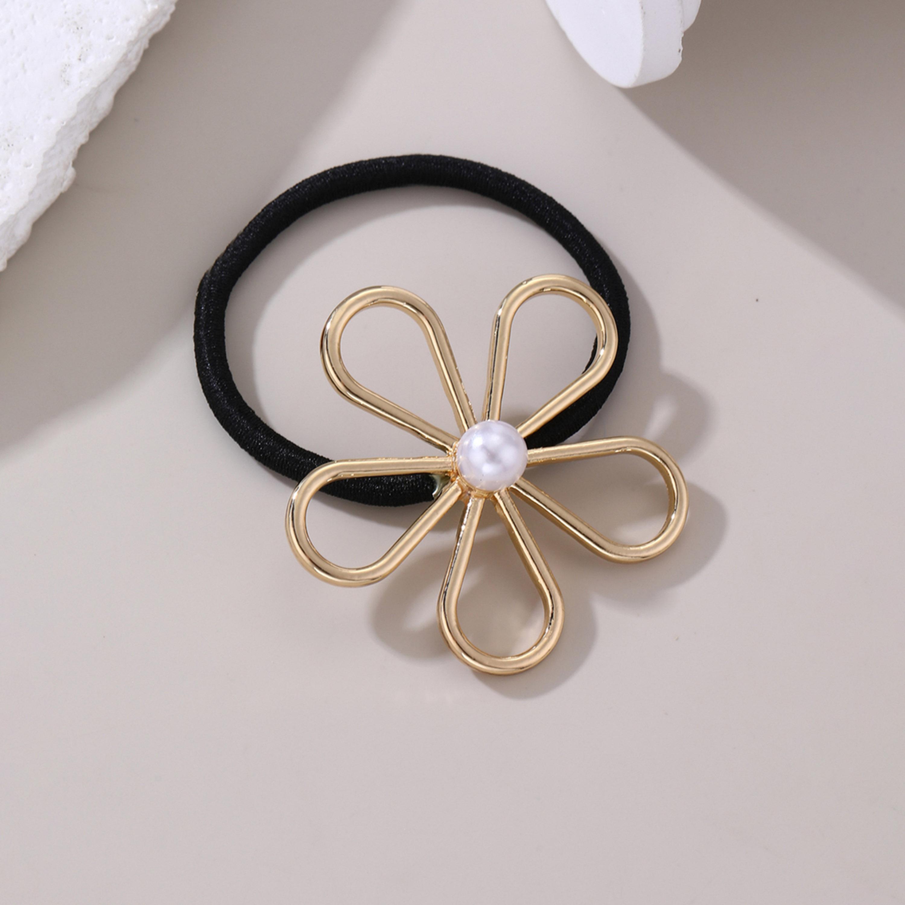 Take Two Set of 3 - Flower Shape Faux Pearl Hair Tie-women-hairaccessories-others-image-3