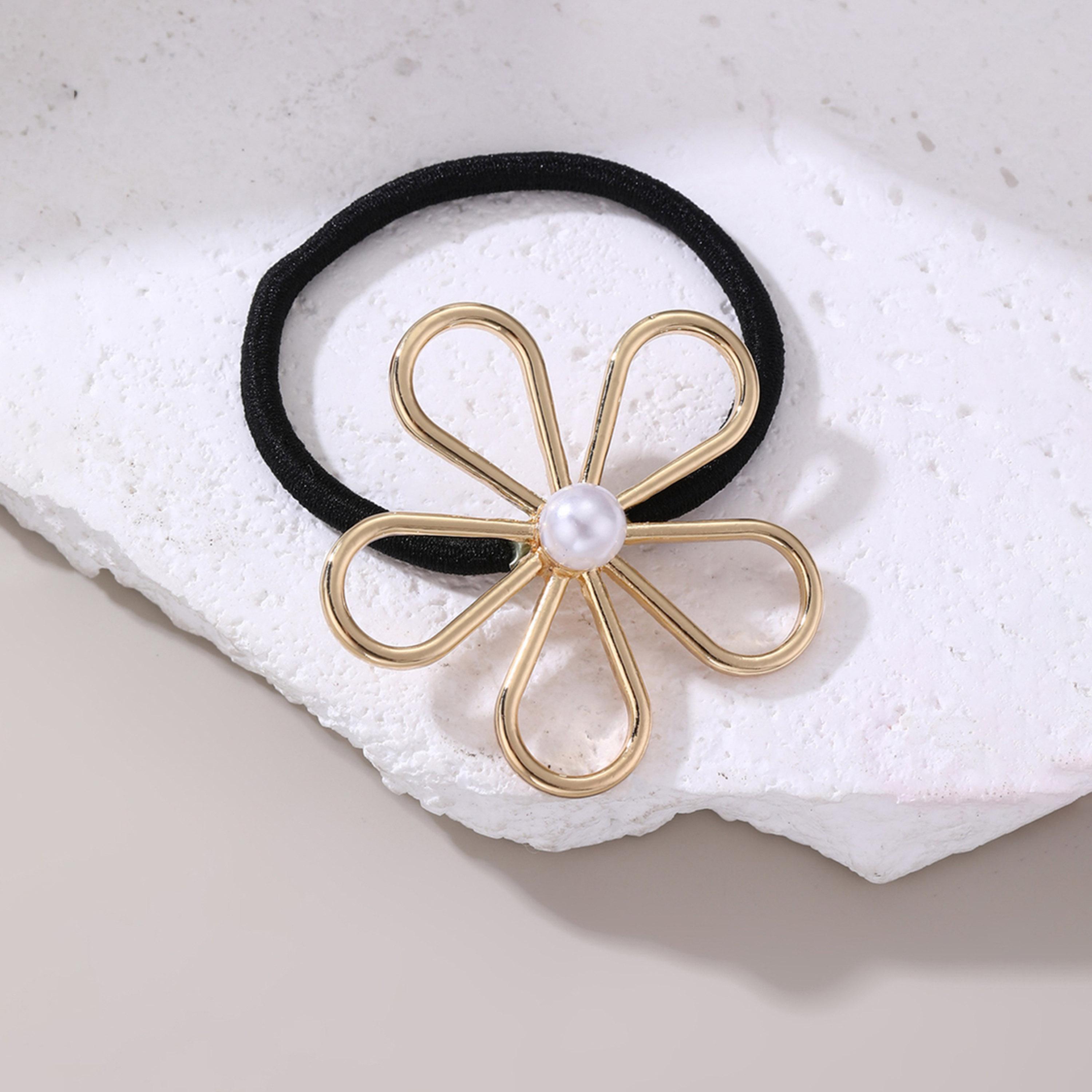 Take Two Set of 3 - Flower Shape Faux Pearl Hair Tie-women-hairaccessories-others-image-4