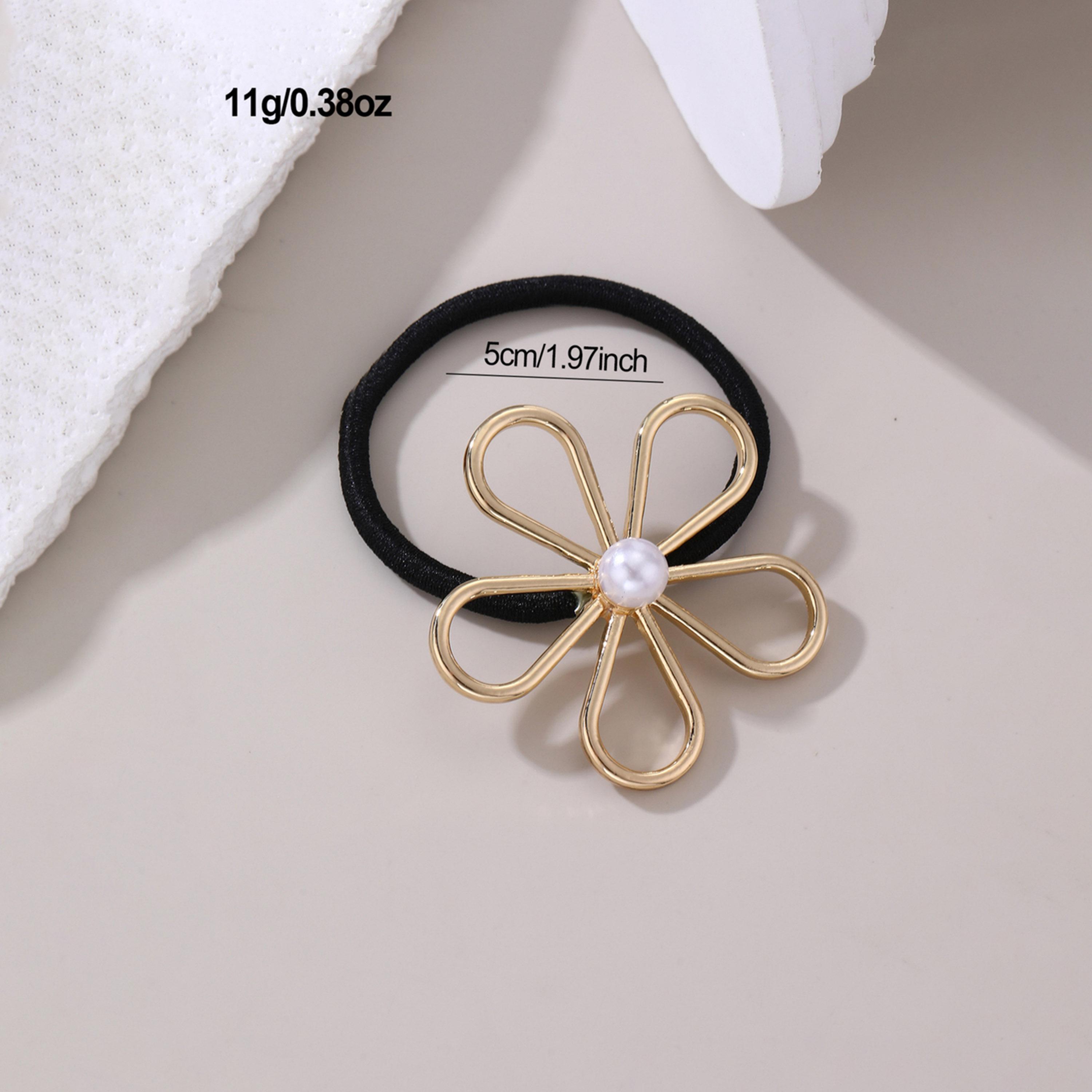 Take Two Set of 3 - Flower Shape Faux Pearl Hair Tie-women-hairaccessories-others-image-6