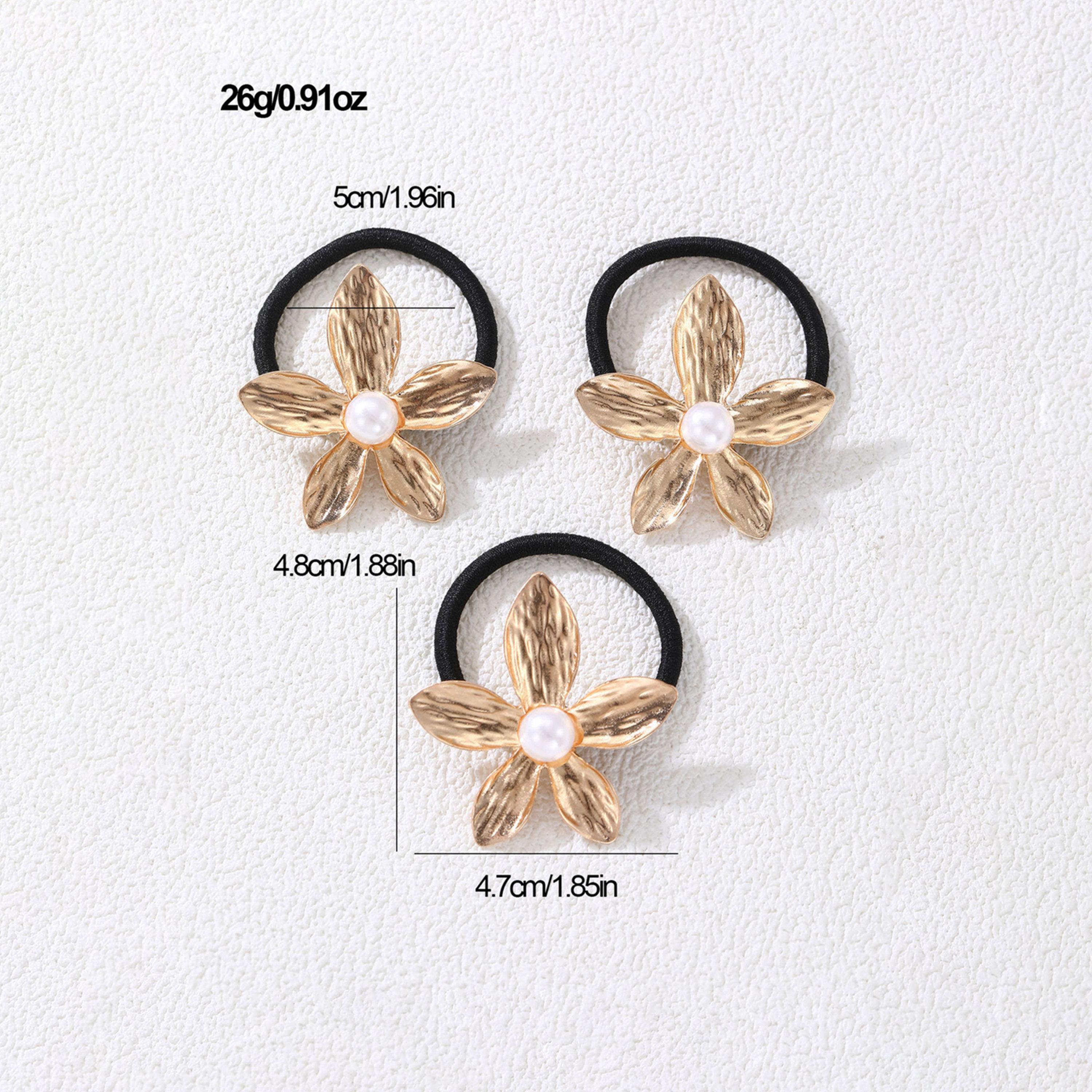 Take Two Set of 3 - Flower Shape Faux Pearl Hair Tie-women-hairaccessories-others-image-2